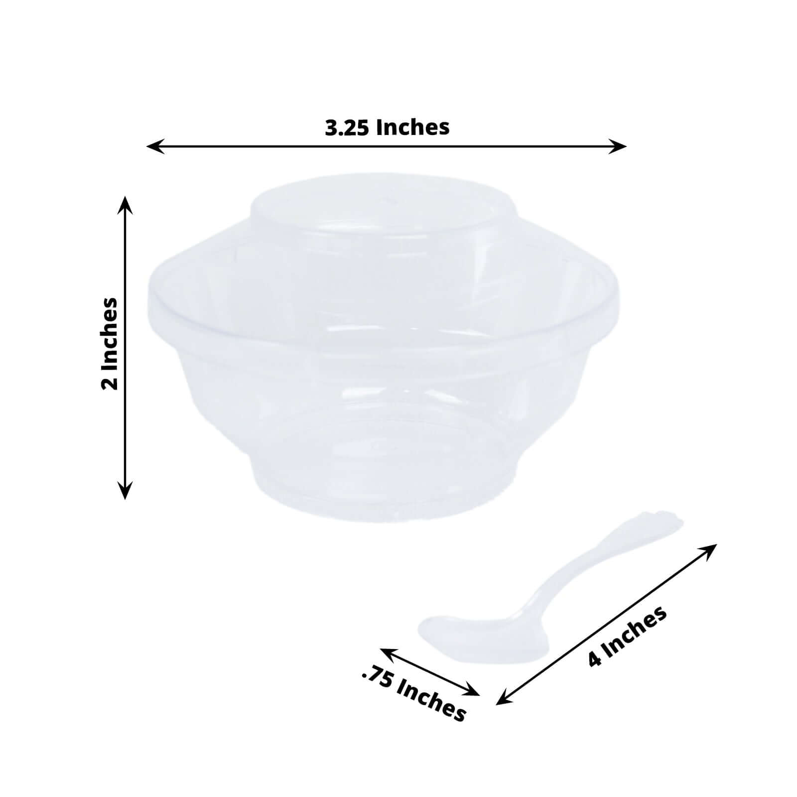 24-Piece Clear Plastic Mini Party Bowl Set with Lid and Spoon - 3.5oz Ideal for Desserts