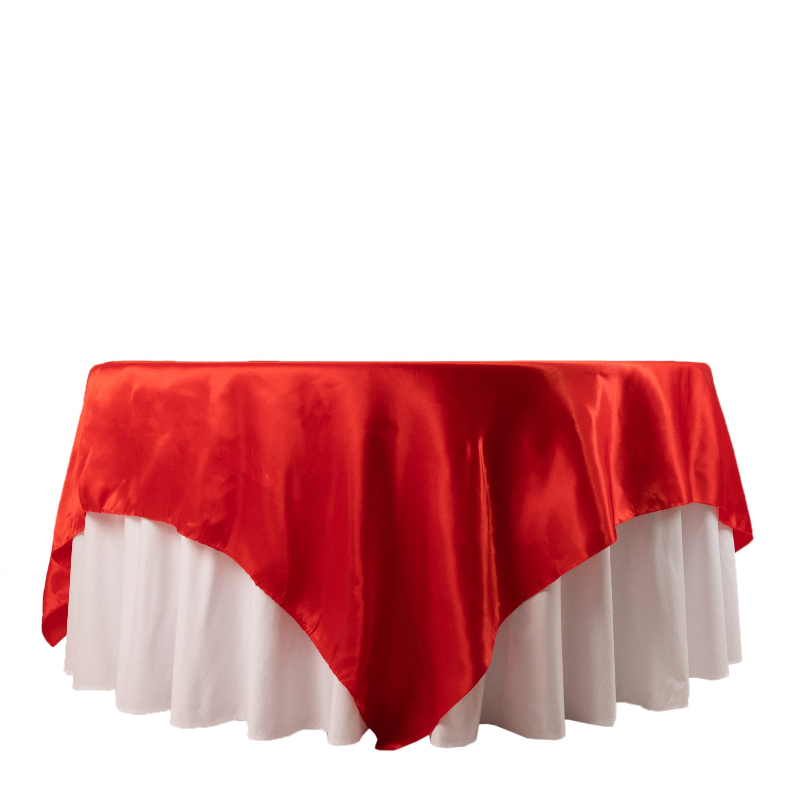 Hot Deal! Red Satin 90x90 Square Table Overlay with Smooth Finish