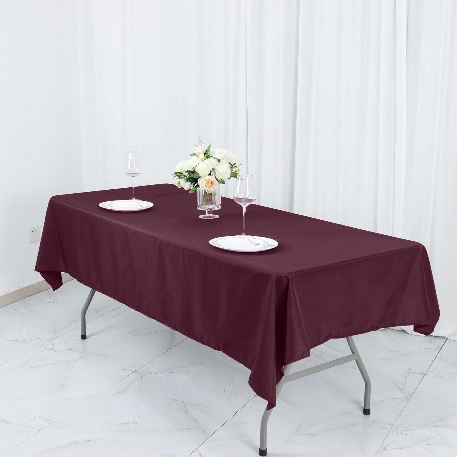 Exclusive Burgundy 54x96 Polyester Wrinkle-Resistant Tablecloth - Easy Care