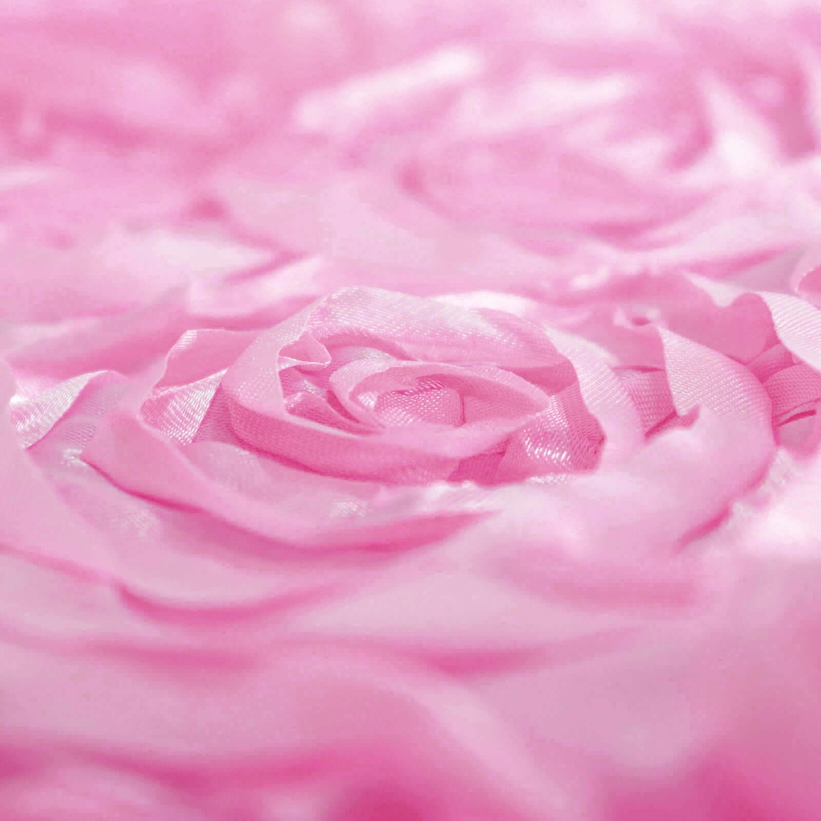 Pink 72x72 Satin Square Table Overlay with 3D Rosette Design