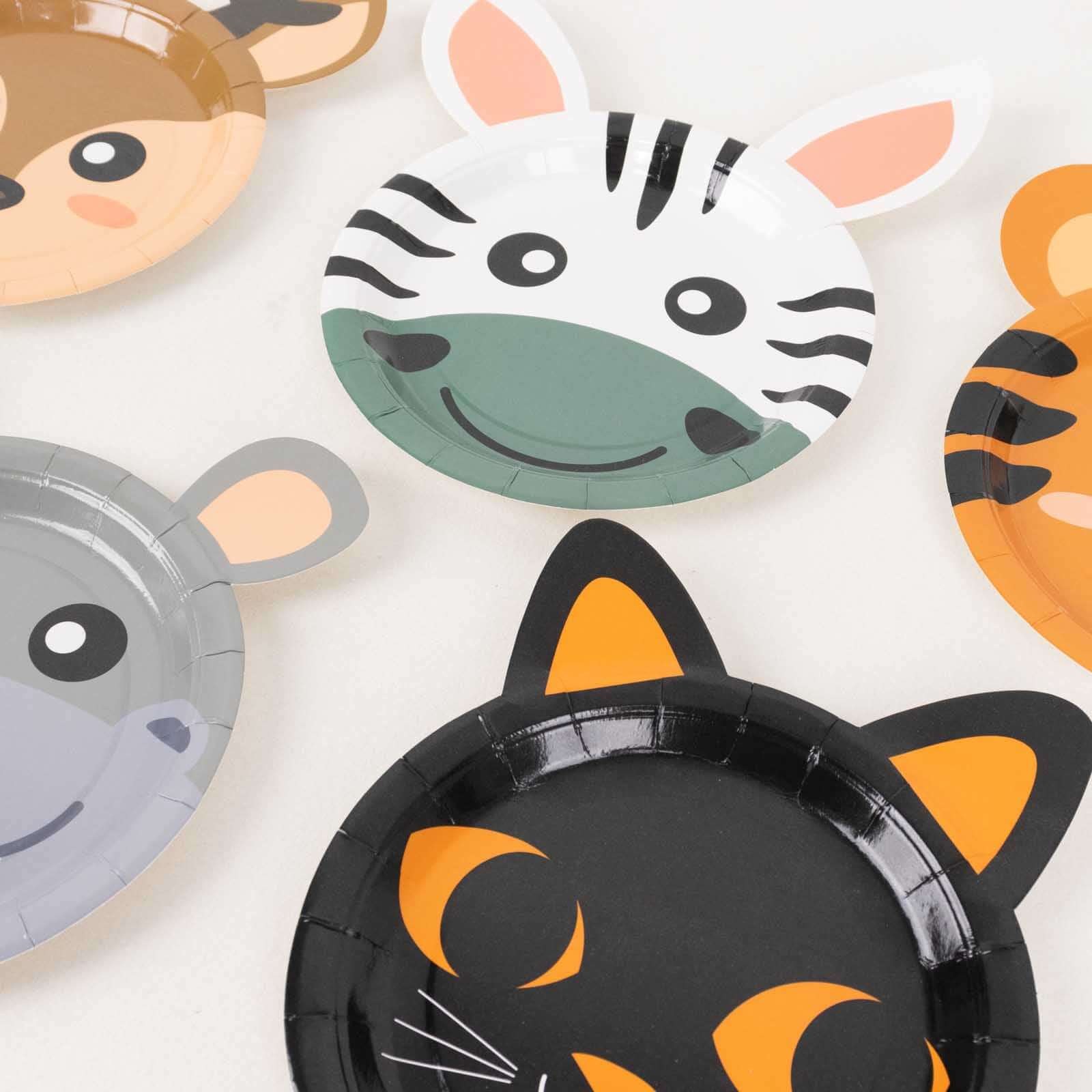 Great Deal! Set of 25 Disposable Paper Round Plates with Assorted Jungle Animal Prints for Themed Parties