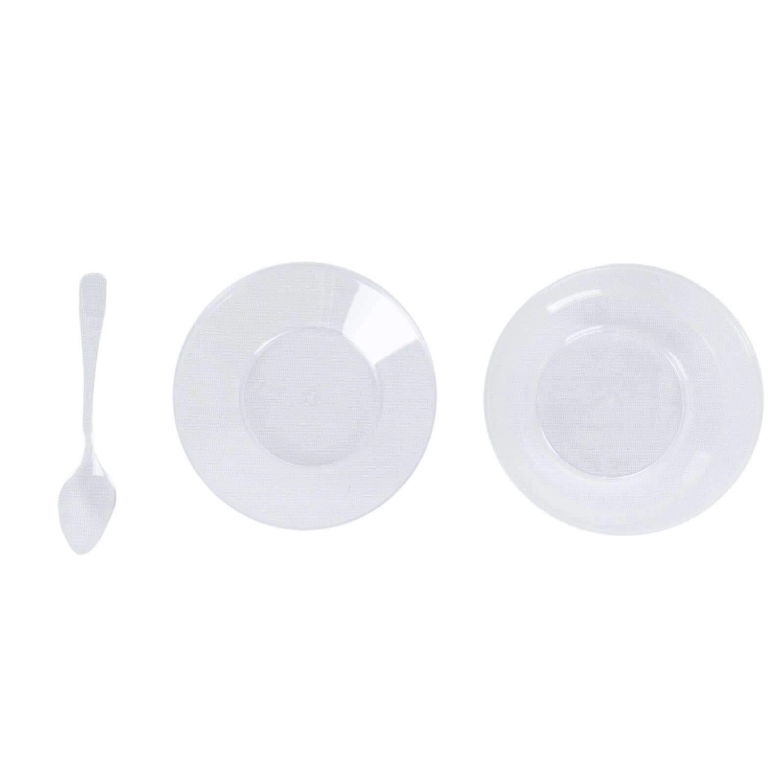 24-Piece Clear Plastic Mini Party Bowl Set with Lid and Spoon - 3.5oz Ideal for Desserts