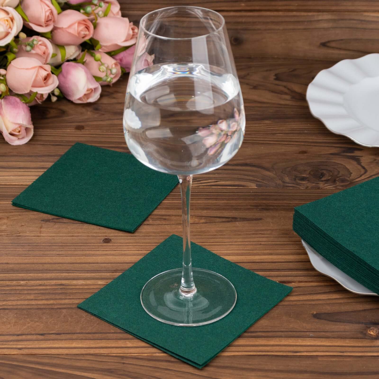 20-Pack Hunter Emerald Green Airlaid Cocktail Napkins - Soft, Absorbent & Linen-Like