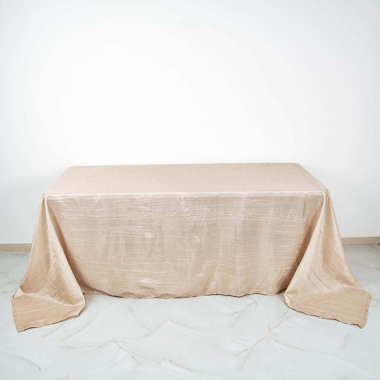 Hot Deal! Beige Seamless Accordion Crinkle Taffeta Rectangle Tablecloth 90x132