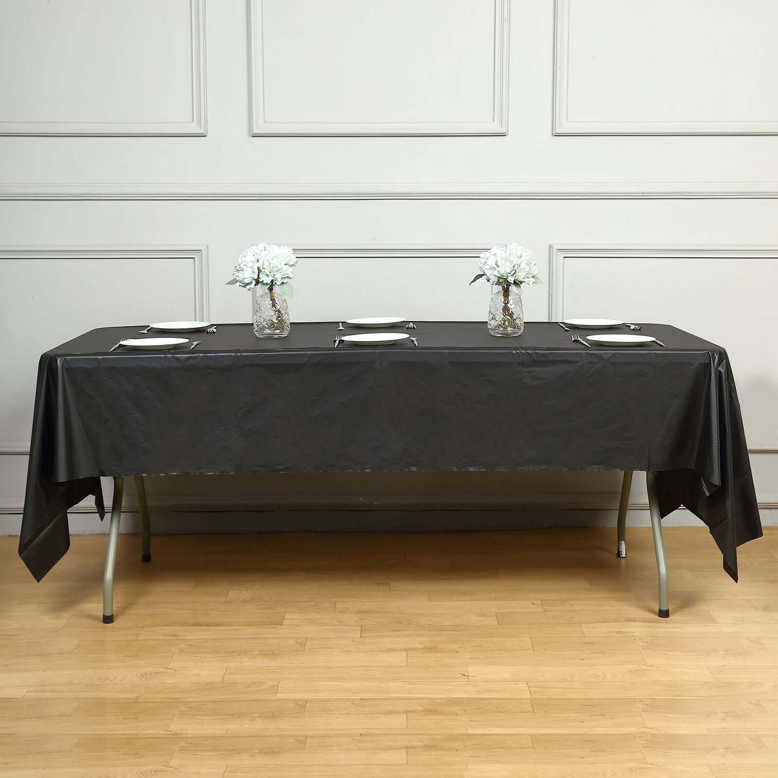 Hot Deal! 5-Pack Black PVC Disposable Rectangle Table Covers 54x108