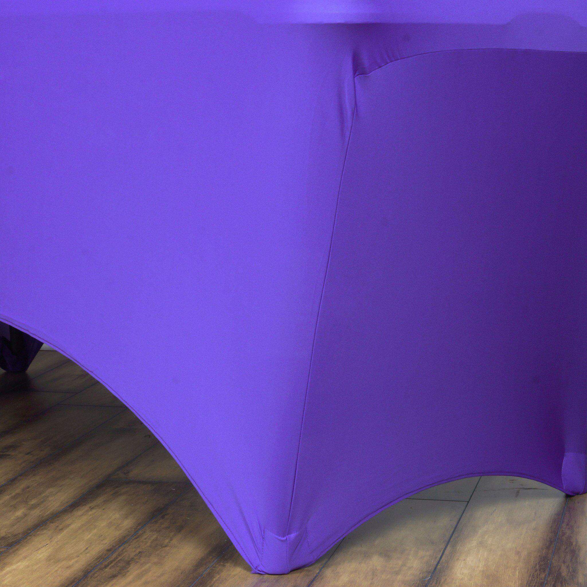Premium Purple Stretch Spandex 6ft Rectangle Tablecloth - Durable & Form-Fitting