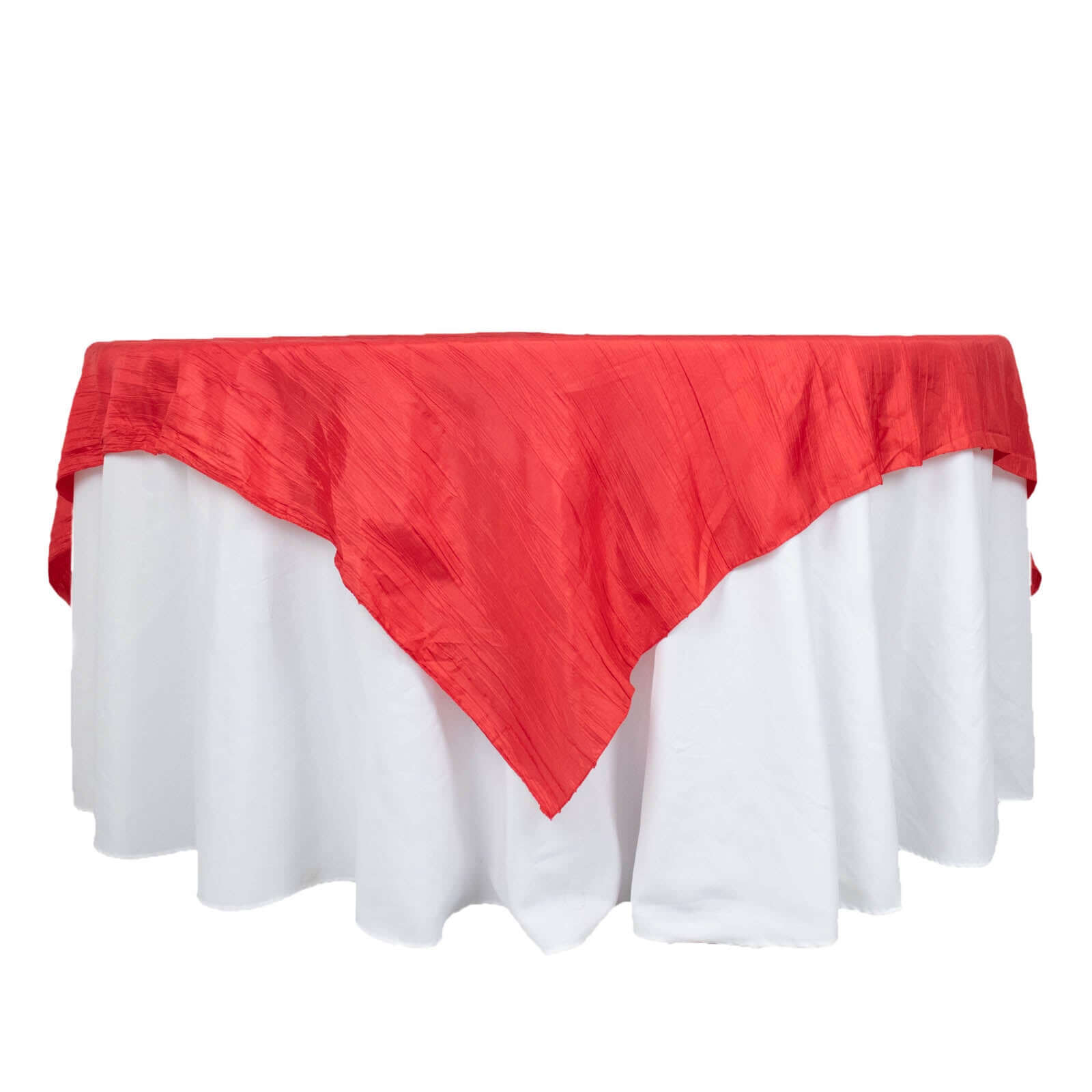 Hot Deal! Red Crinkle Taffeta 72x72 Square Table Overlay