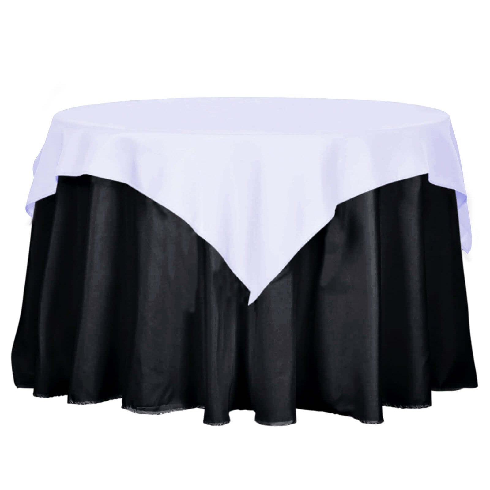 White 54x54 Polyester Square Table Overlay - Wrinkle-Resistant, Durable for Events