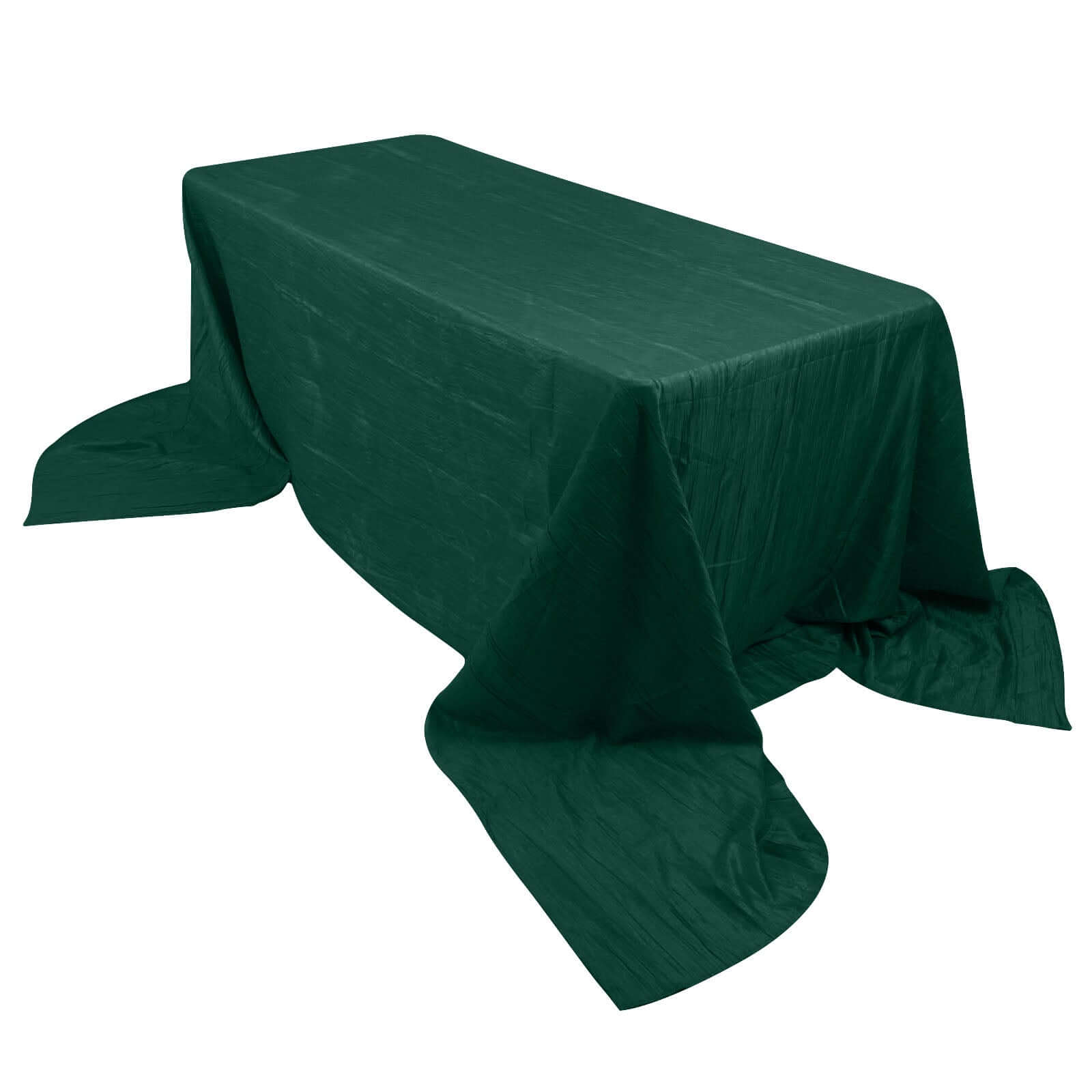 Exclusive Hunter Emerald Green Crinkle Taffeta Rectangle Tablecloth 90x156 - Ideal for Events