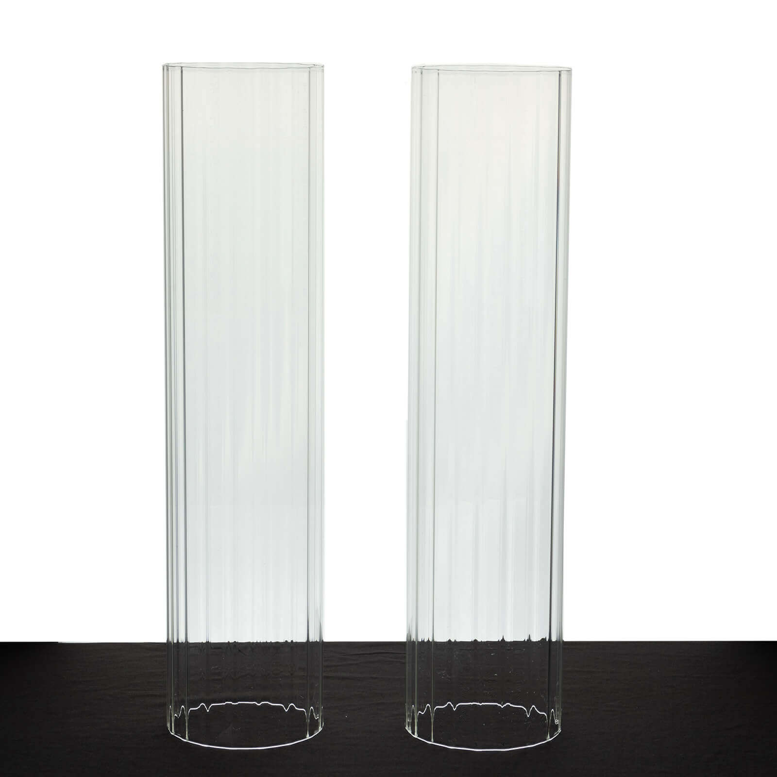 Hot Deal! 2-Pack Clear Ribbed Glass Hurricane Shades - Ideal Candle Holder Centerpieces, 20 Inches