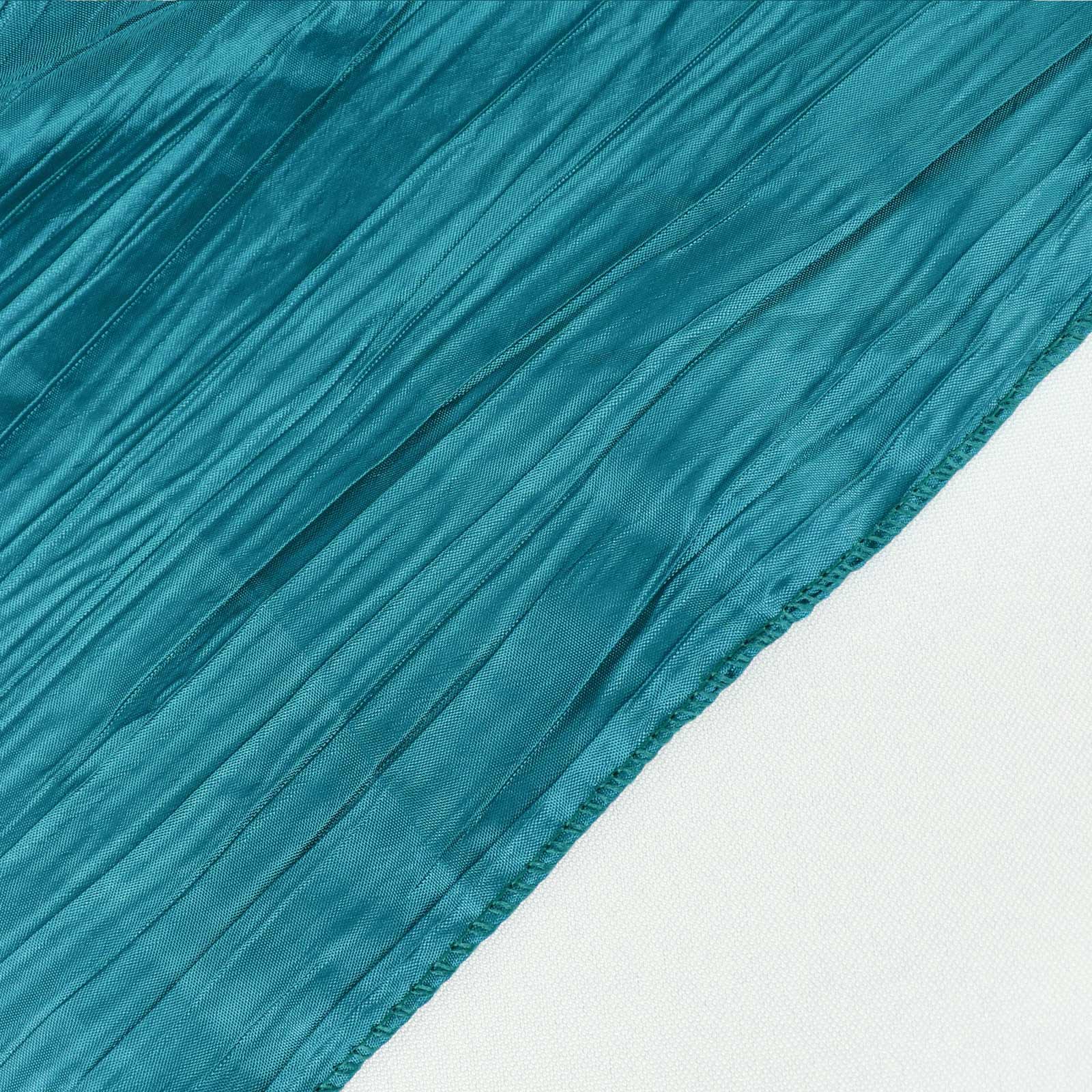 Exclusive Peacock Teal 90x90 Crinkle Taffeta Square Table Overlay