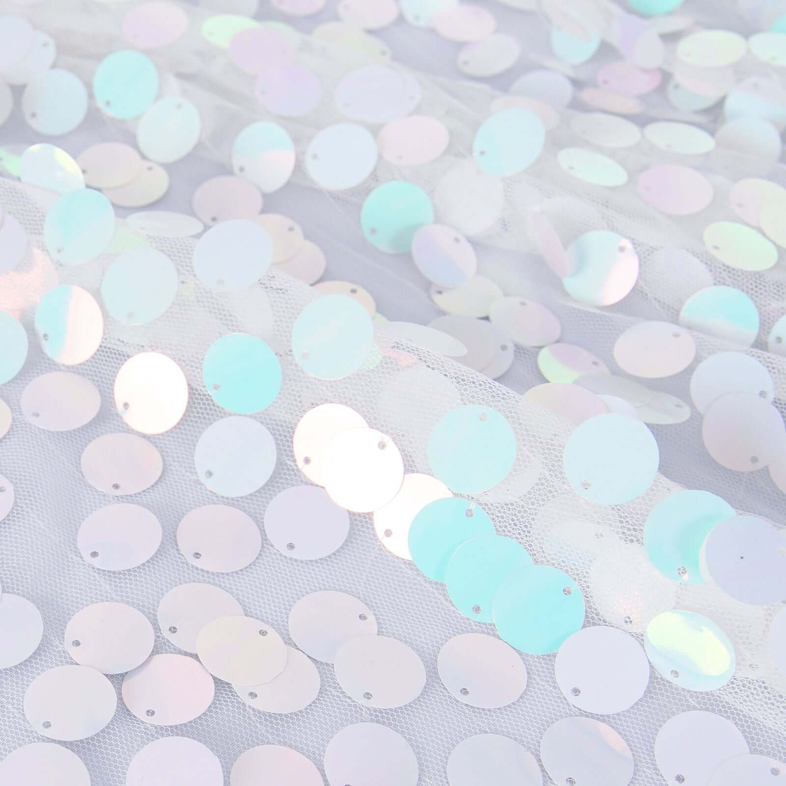 18mm Sequin 72x72 Square Table Overlay in Iridescent Blue for Big Tables