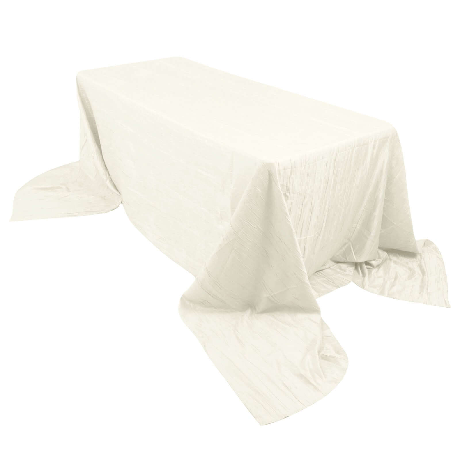 Ivory Crinkle Taffeta Rectangle Tablecloth 90x156 - Seamless Accordion Design