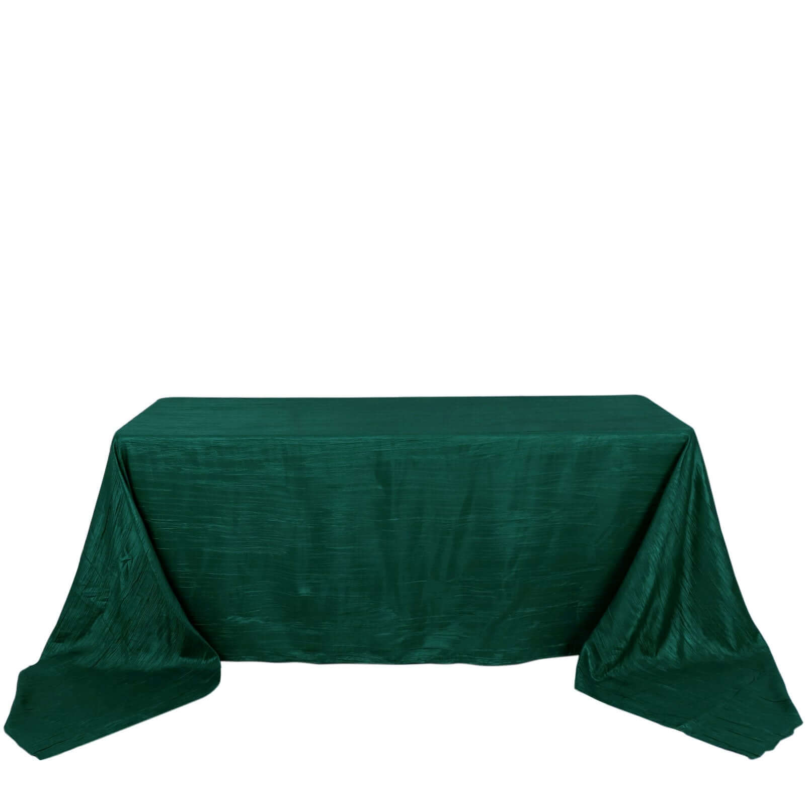 Exclusive Hunter Emerald Green Crinkle Taffeta Rectangle Tablecloth 90x156 - Ideal for Events