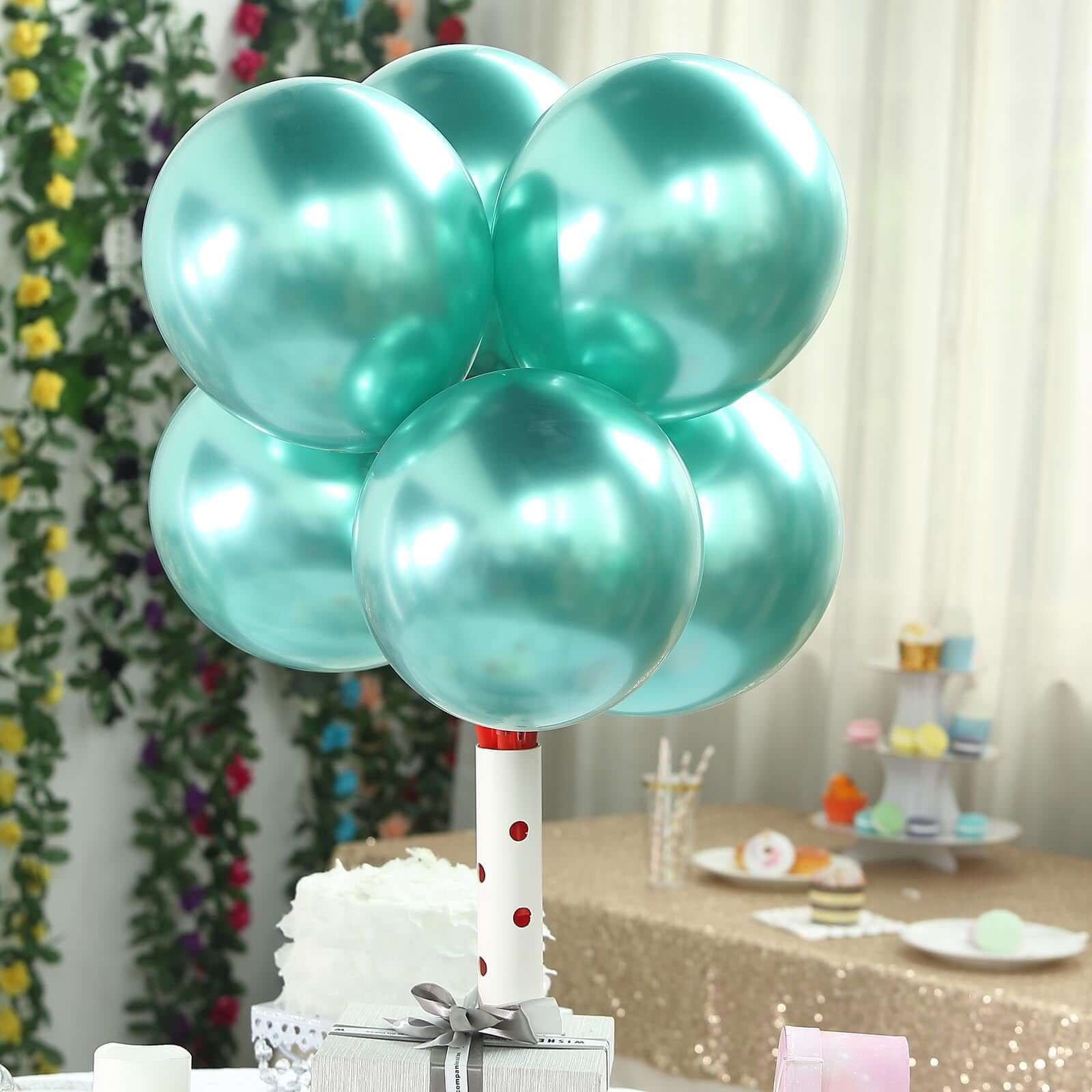 Hot Deal! 25-Pack 12-Inch Metallic Chrome Green Latex Party Balloons (Helium or Air Fillable)