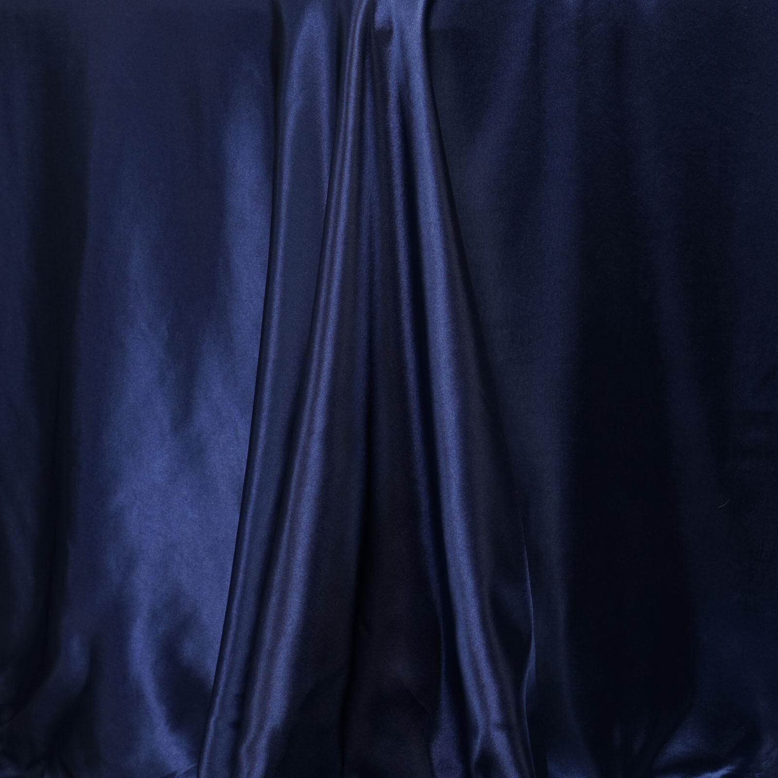 Navy Blue Seamless Satin Tablecloth 90x156 - Perfect for Events