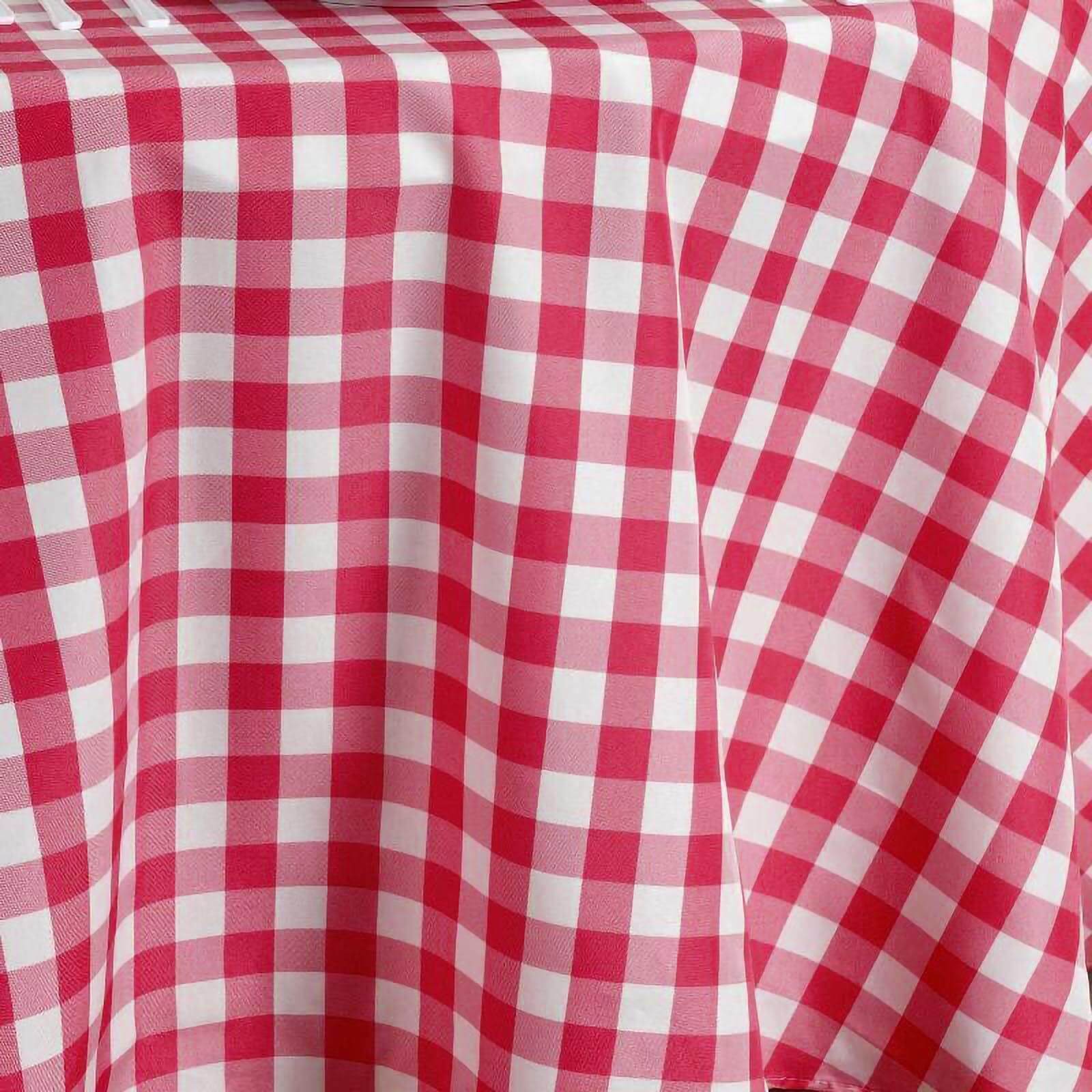 Hot! White/Red Checkered Buffalo Plaid Polyester 54x54 Square Tablecloth for Casual Tables