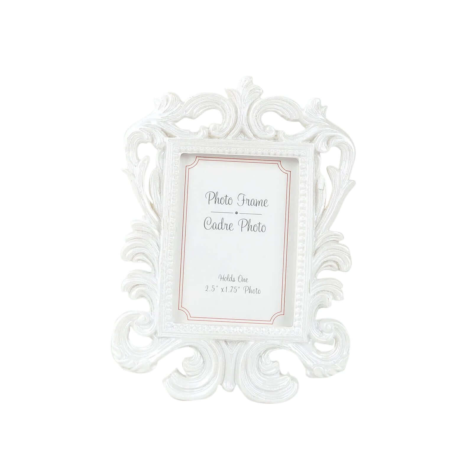 4-Piece Set of White Resin Vintage Baroque Mini Rectangle Picture Frames for Weddings and Parties