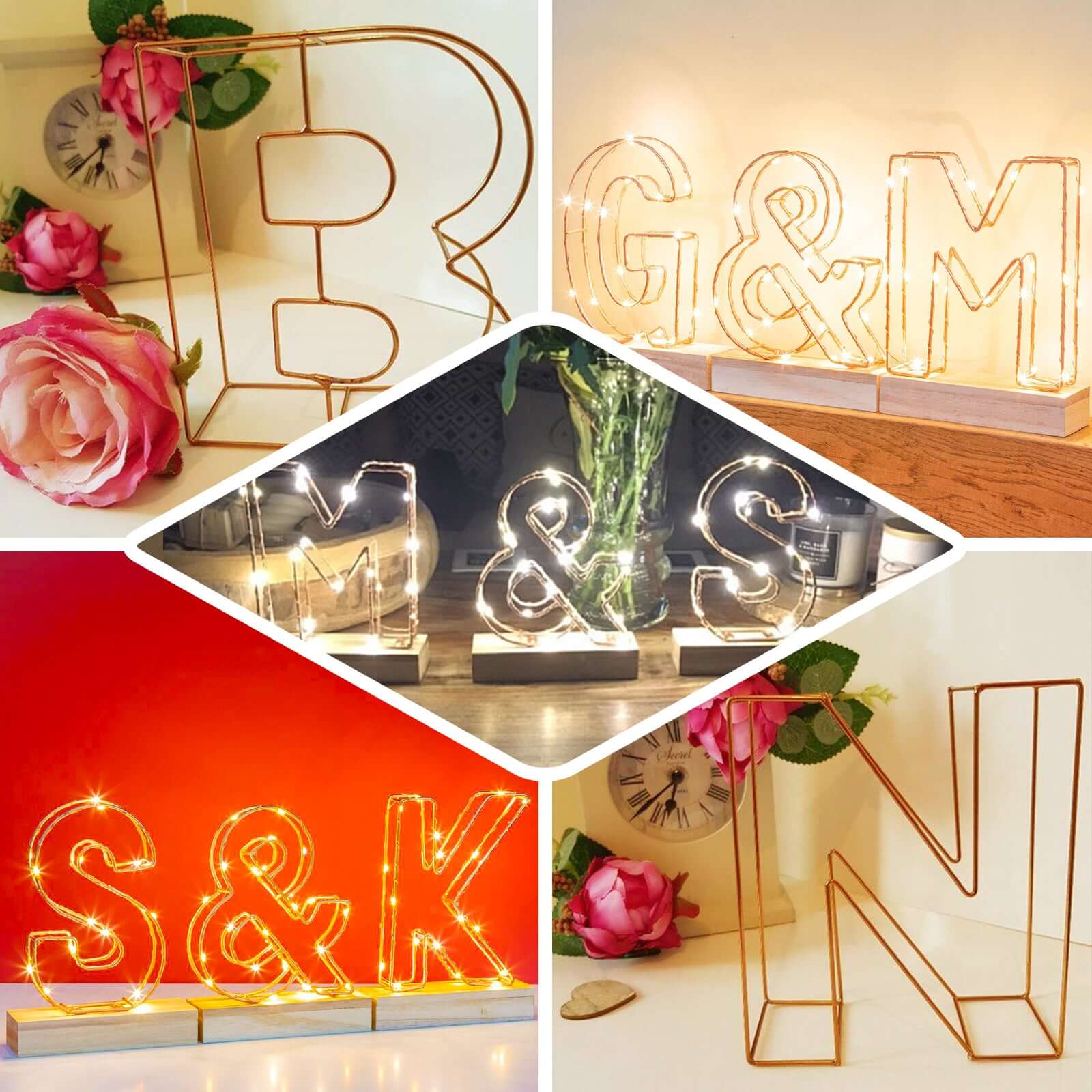 Hot Sale! 8-Foot Gold Freestanding 3D Decorative Metal Wire Letter 'E' for Wedding Centerpieces