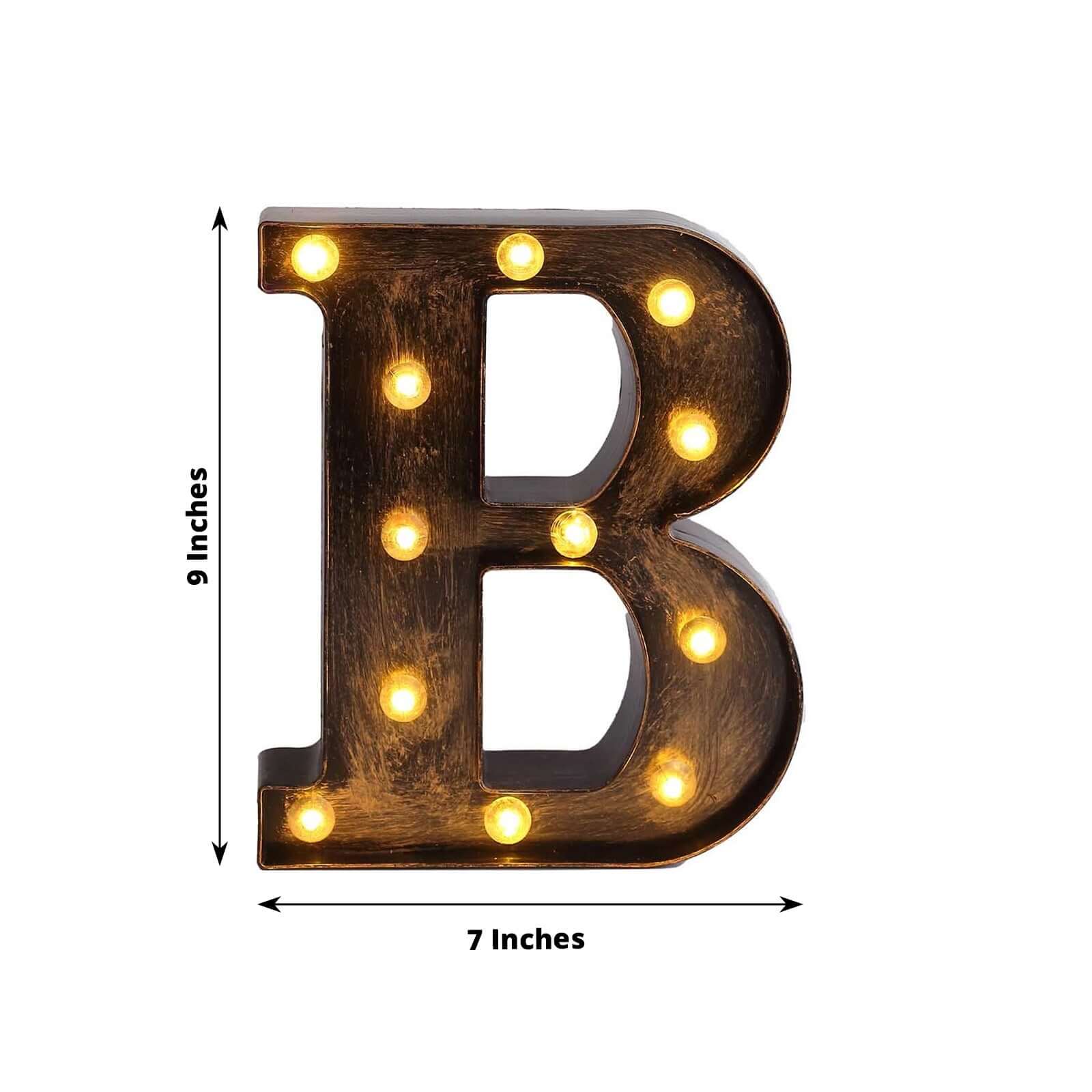 Industrial Style Antique Black LED Marquee Letter B - Light-Up Alphabet Sign for Weddings and Displays