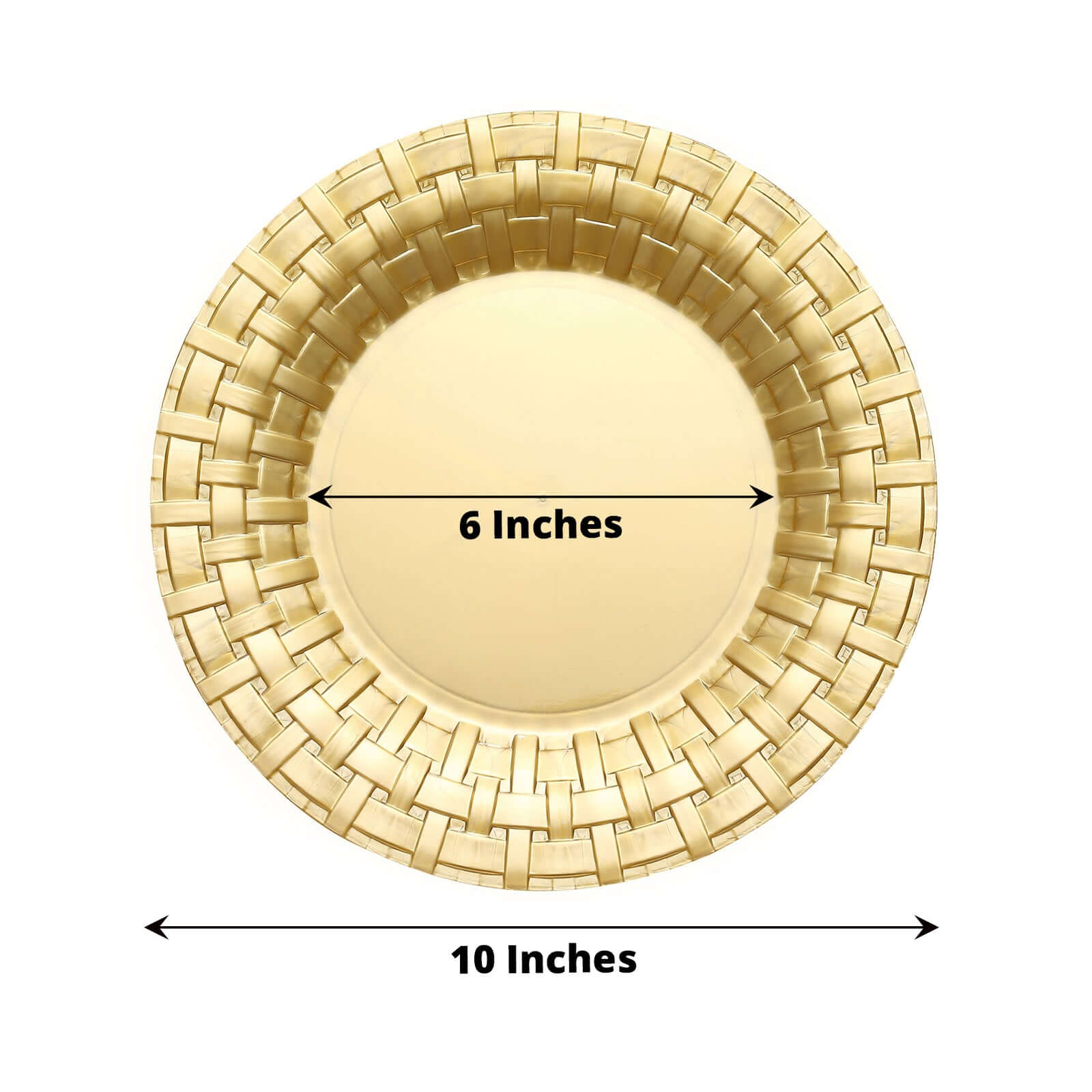 Hot Deal! 10-Pack Gold Basketweave Rim Disposable Plastic Dinner Plates (10