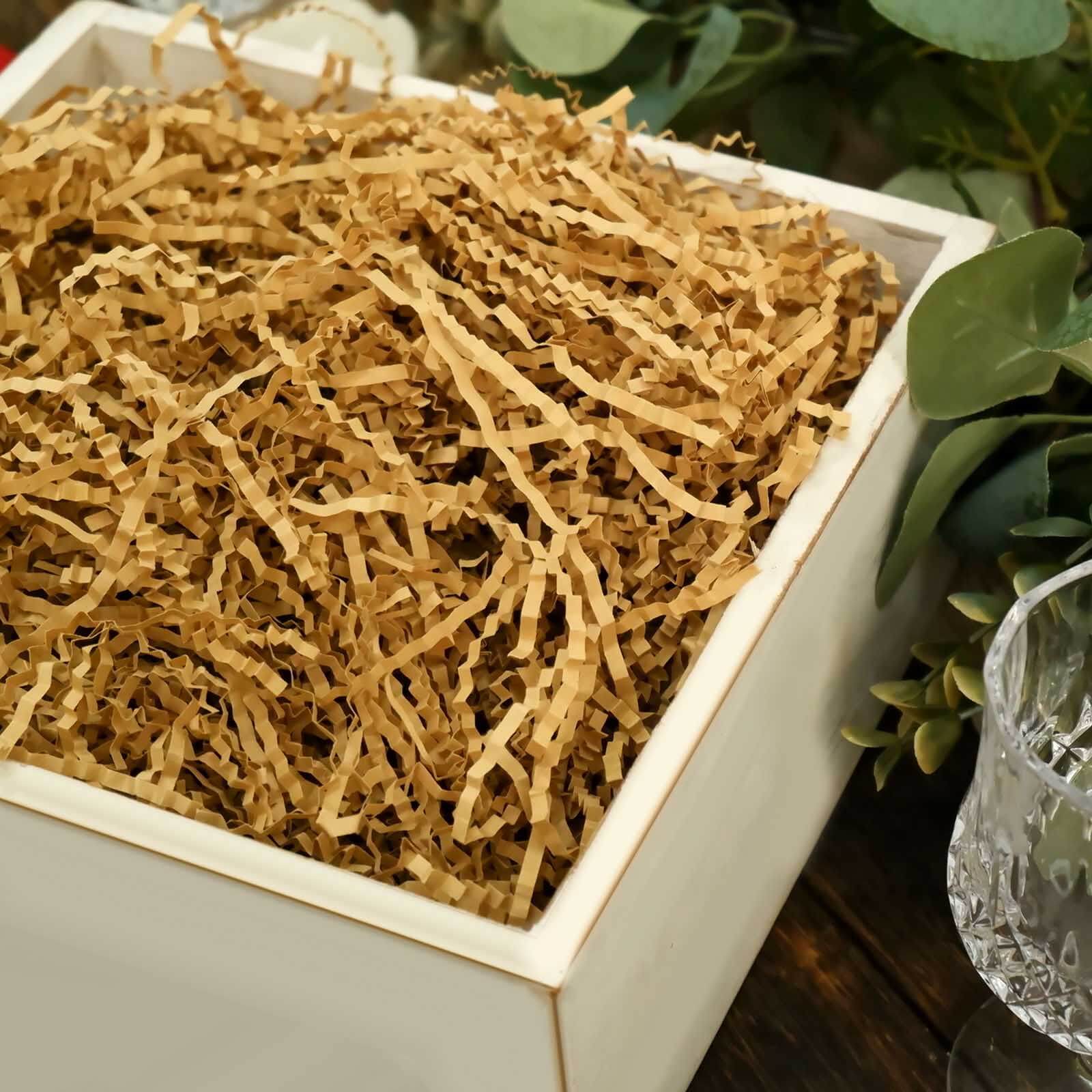 8oz 3mm Natural Brown Crinkle Cut Kraft Paper Shred for Gift Baskets