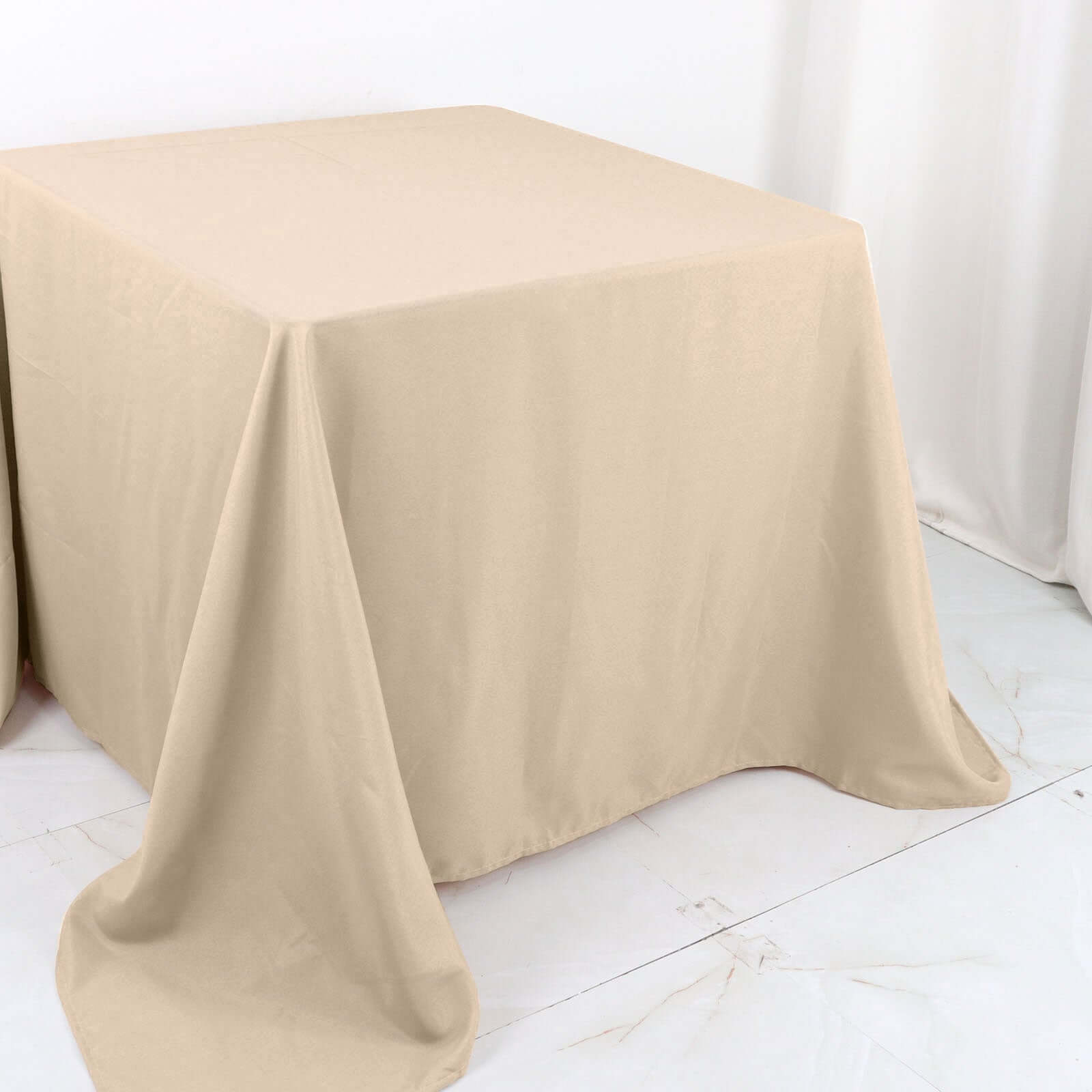 Premium Nude Polyester 90x90 Square Wrinkle-Resistant Tablecloth