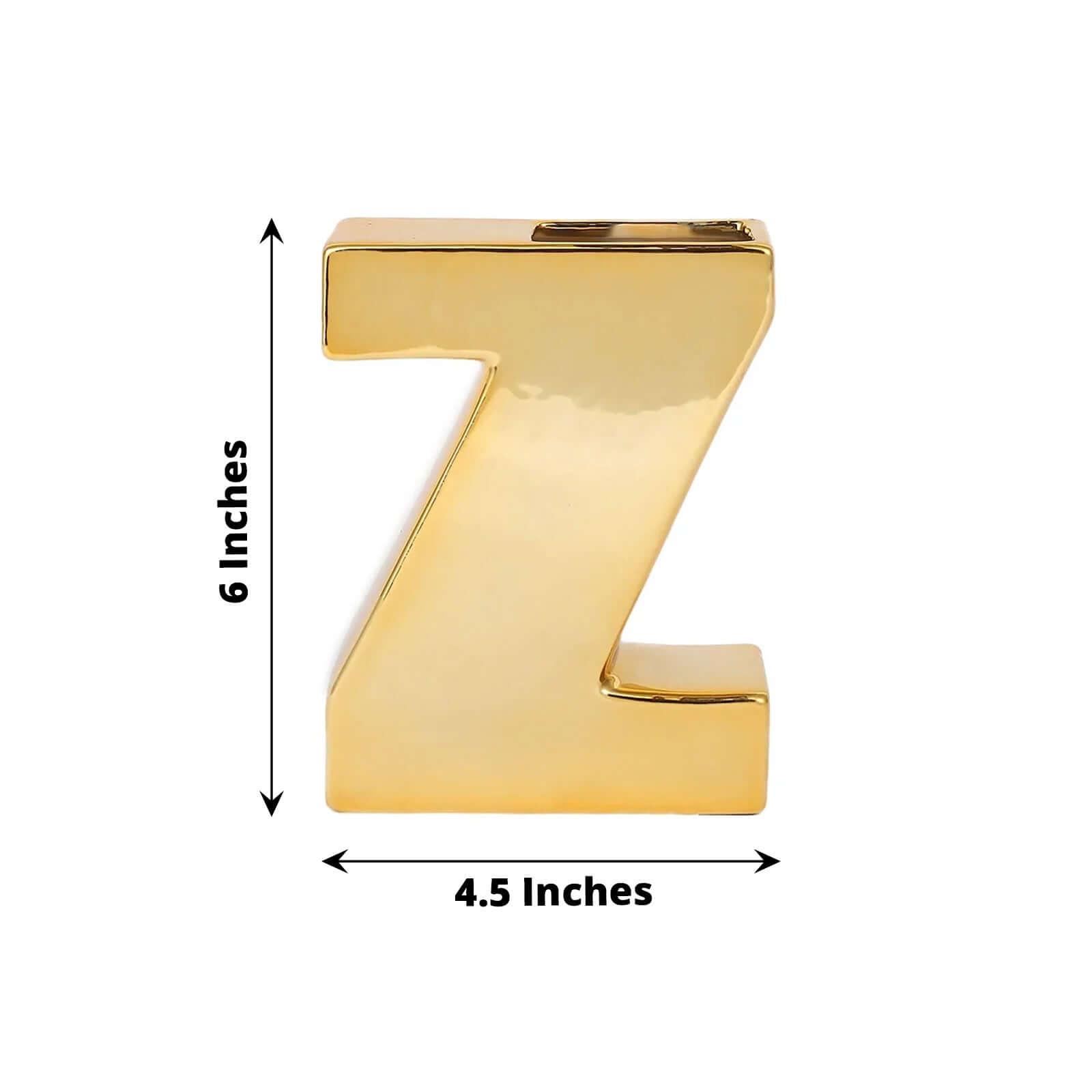 Gold Plated Shiny Ceramic Alphabet Letter Z Vase - Ideal Chic Bud Planter for Events and Decor