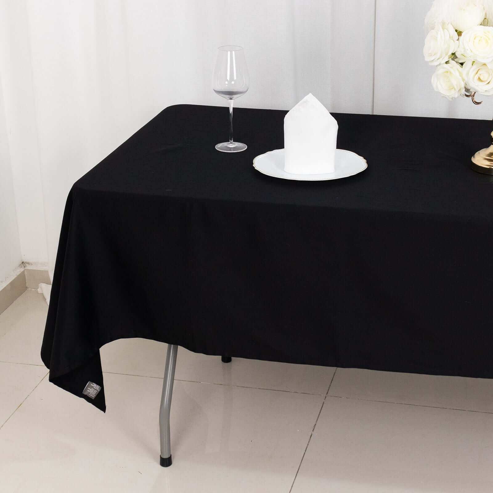 Soft & Breathable 100% Cotton Black Rectangle Tablecloth 60x102 - Ideal for Events