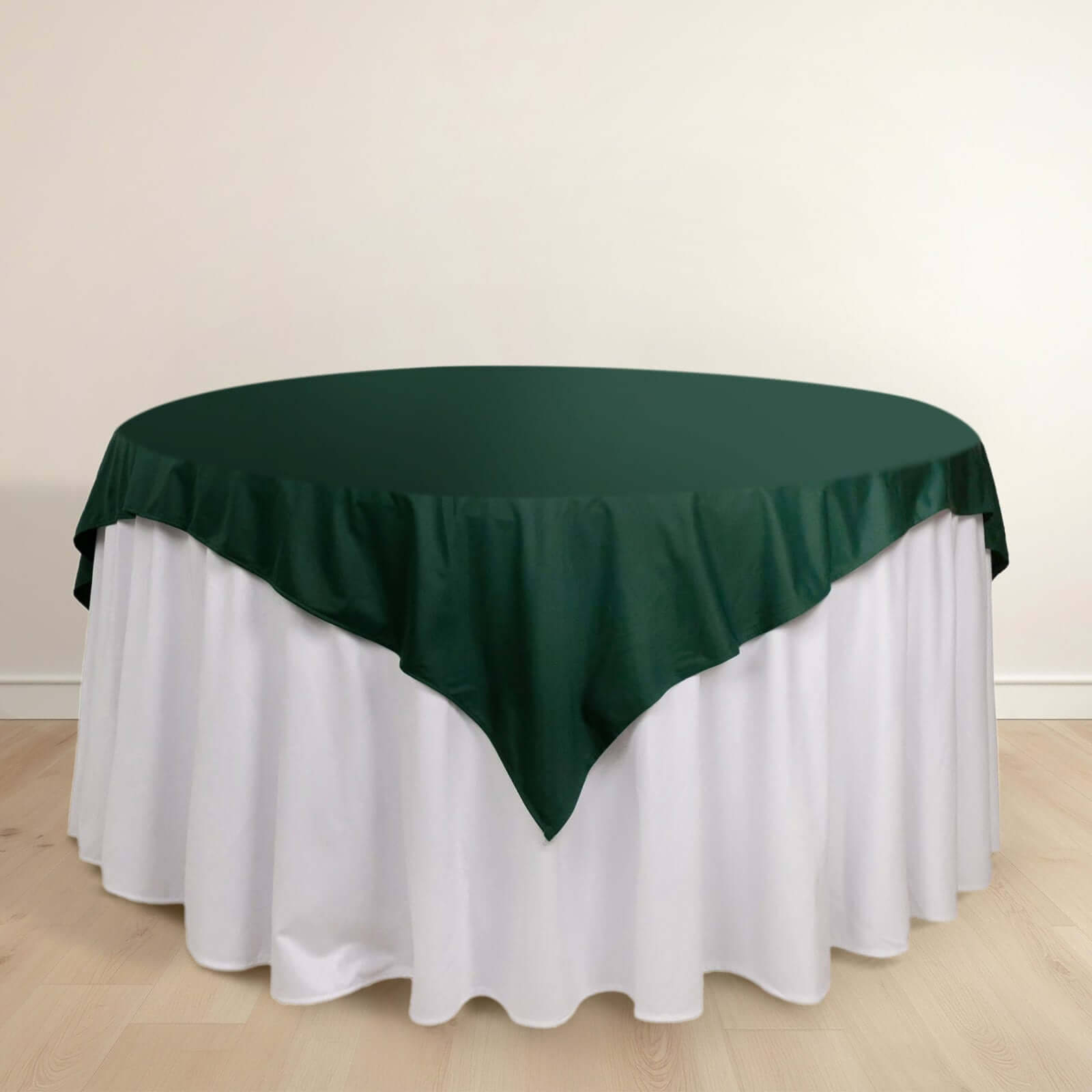 Hot Deal! Premium Wrinkle & Stain-Free 70x70 Scuba Table Overlay in Hunter Emerald Green