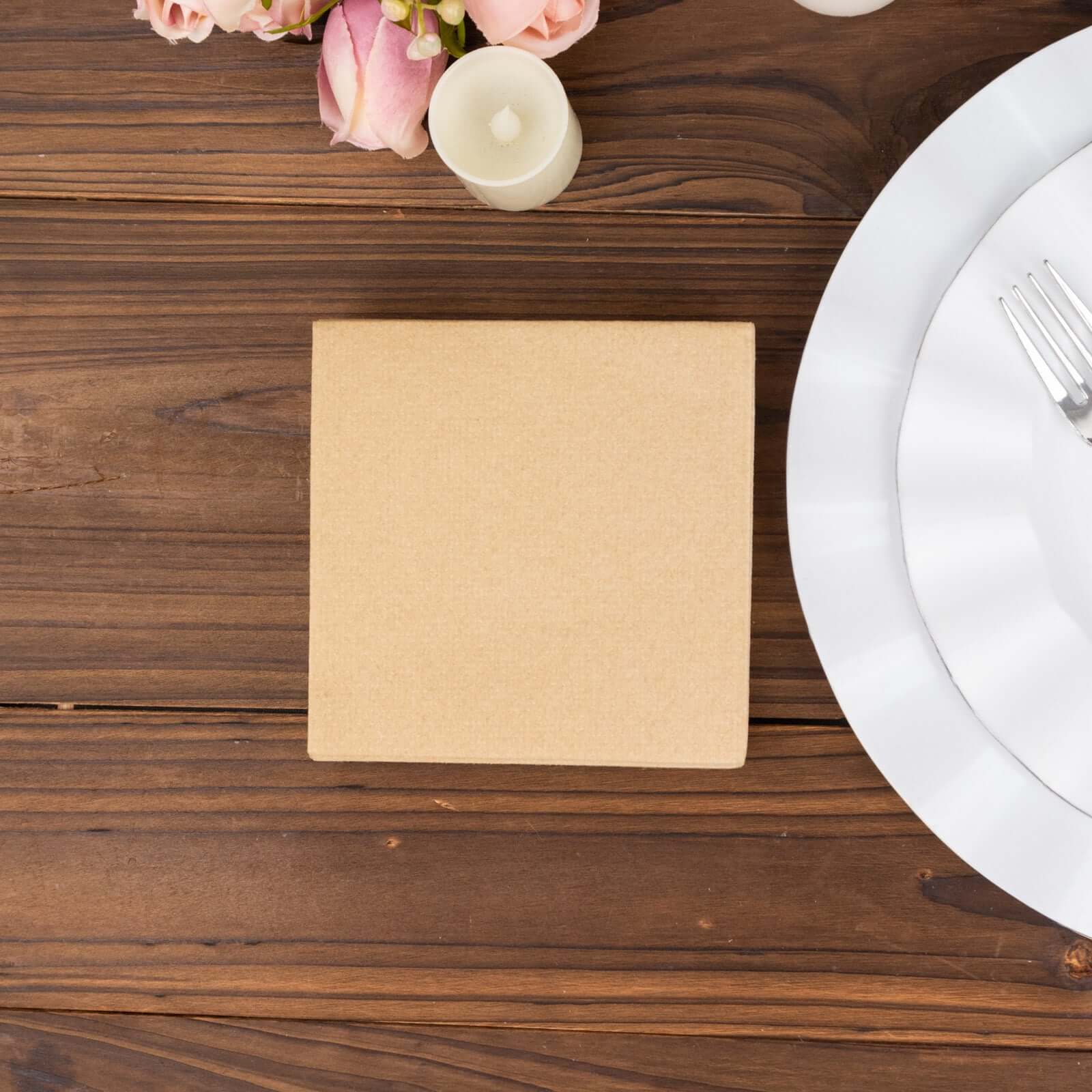 20-Piece Set of 5x5 Natural Linen-Look Highly Absorbent Airlaid Napkins