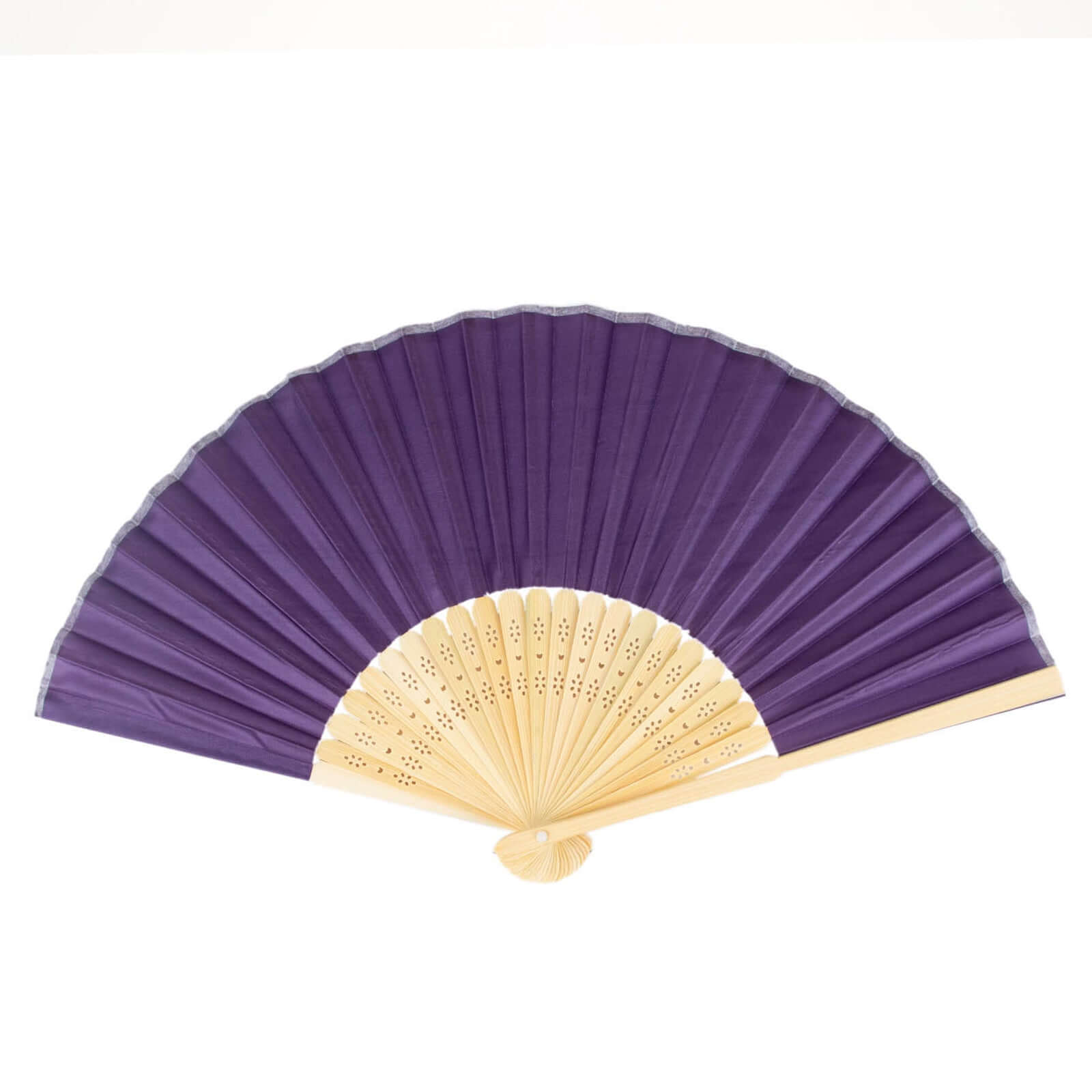 Set of 5 Purple Asian Silk Folding Fans - Ideal Party Favors