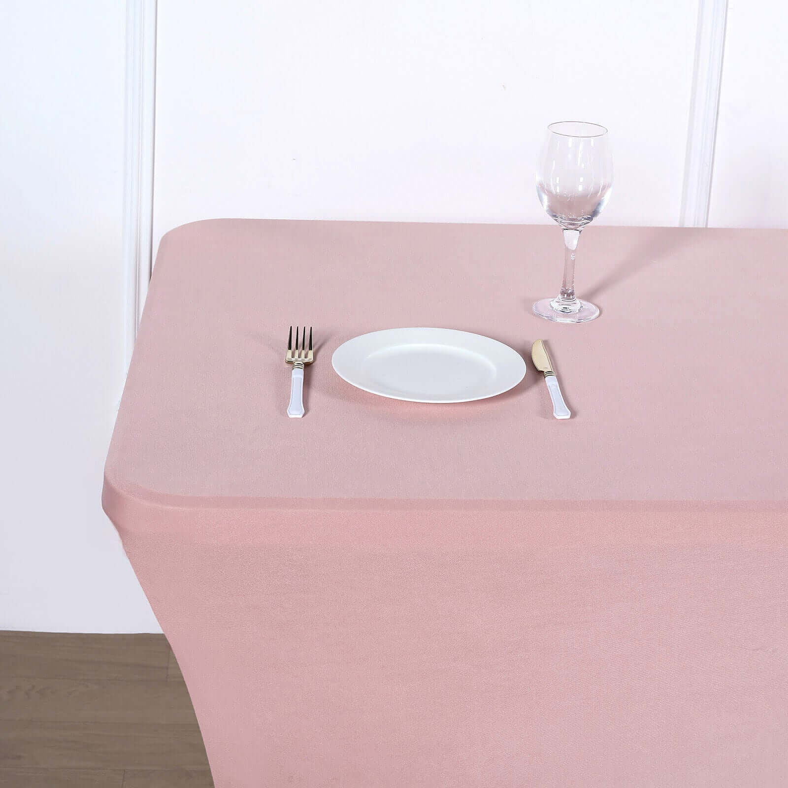 6ft Dusty Rose Stretch Spandex Rectangle Tablecloth - Ideal for Events & Presentations