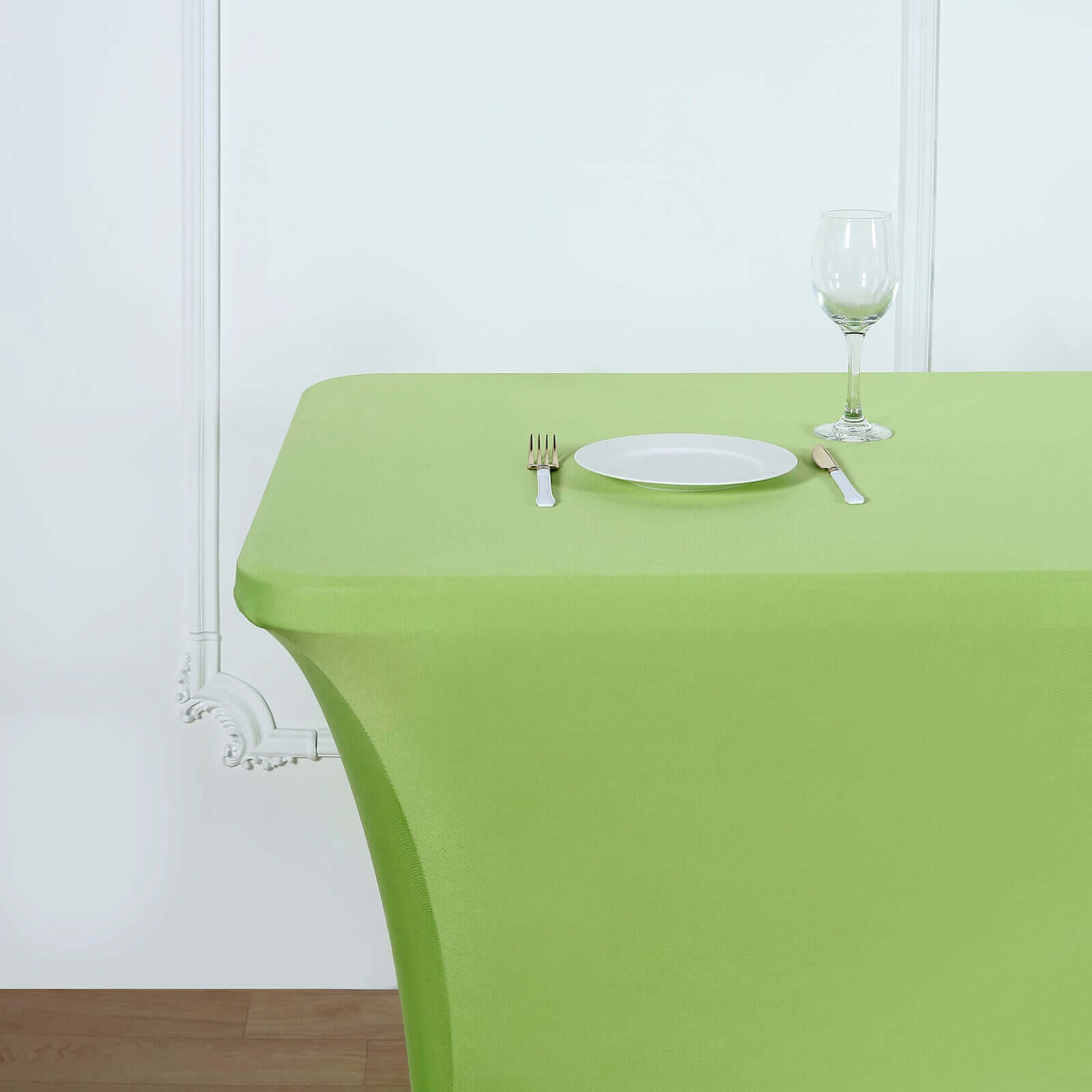 Apple Green Durable Spandex 6ft Rectangle Tablecloth - Perfect Form-Fitting Table Cover for Events