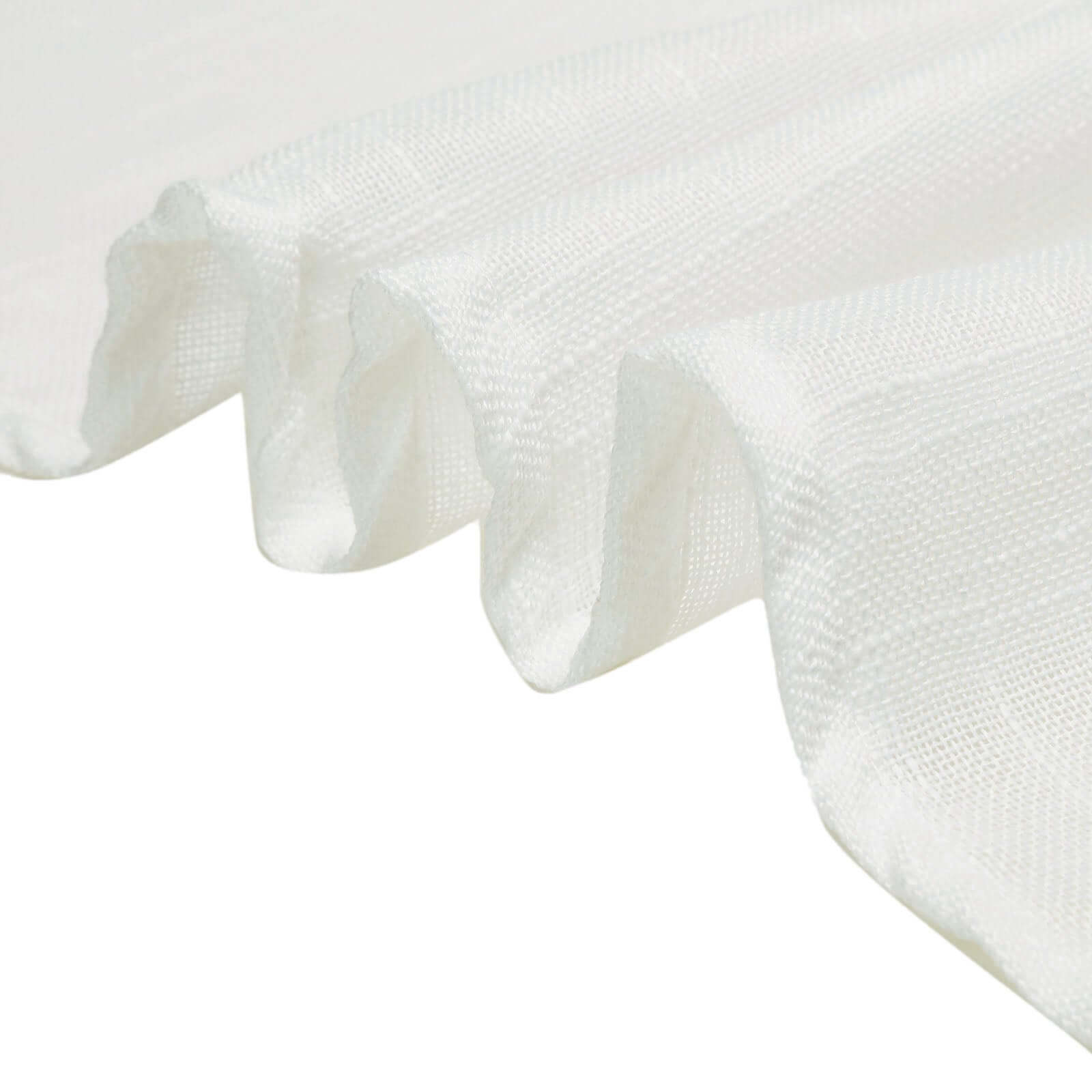 White 60x126 Rectangular Faux Linen Tablecloth - Wrinkle-Free for Weddings & Special Events