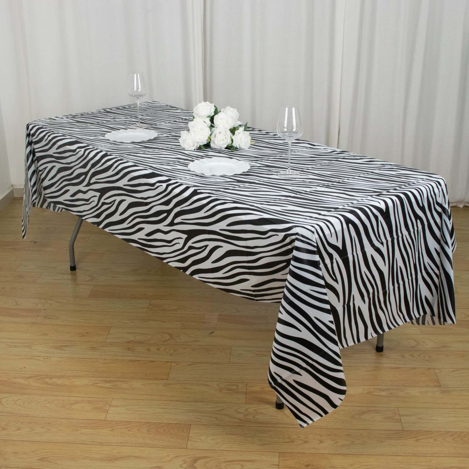 5-Pack Disposable PVC Animal Theme Rectangle Table Covers - Perfect for Safari Parties