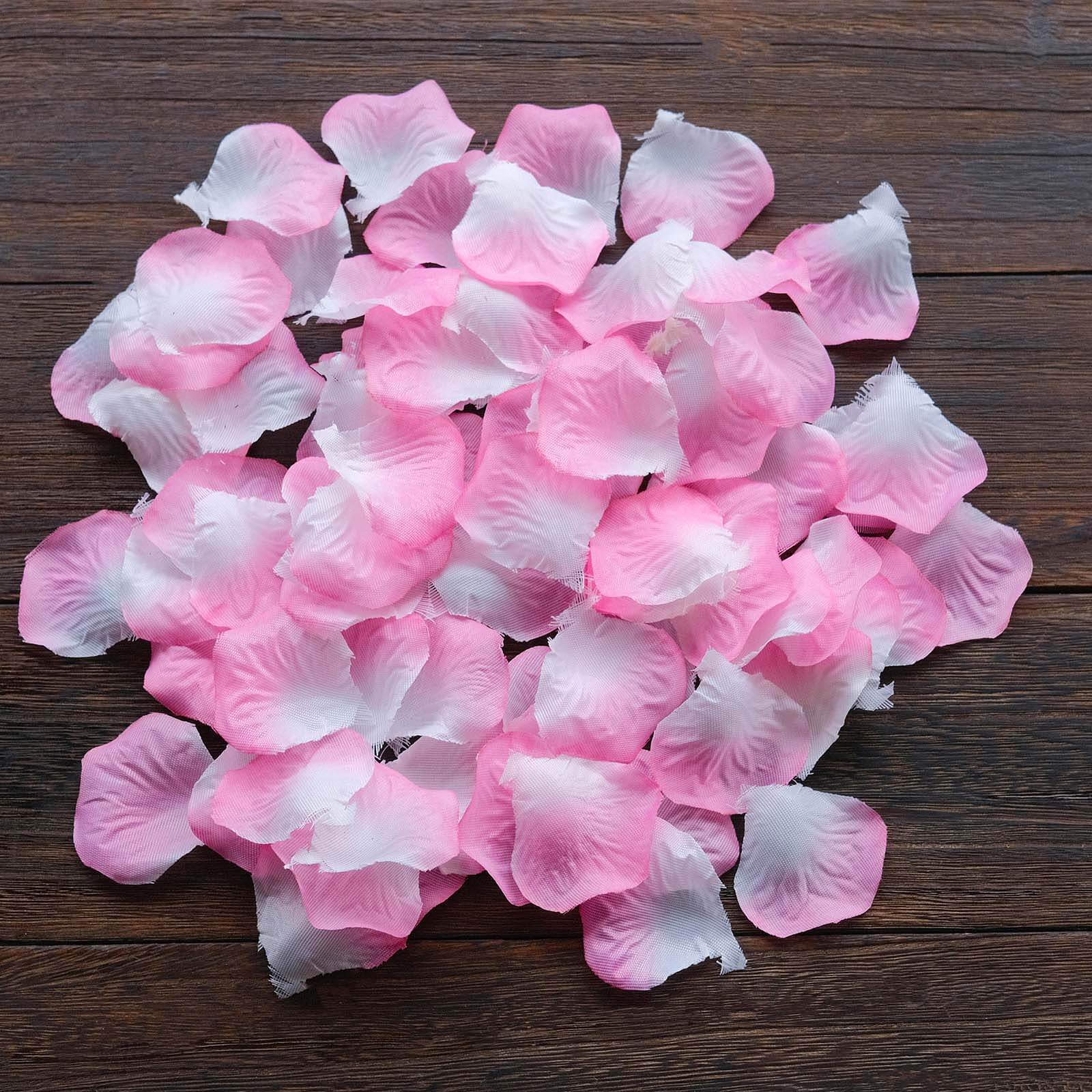 Hot Sale! 500-Piece Set of White and Pink Silk Rose Petal Confetti for Table and Floor Decor