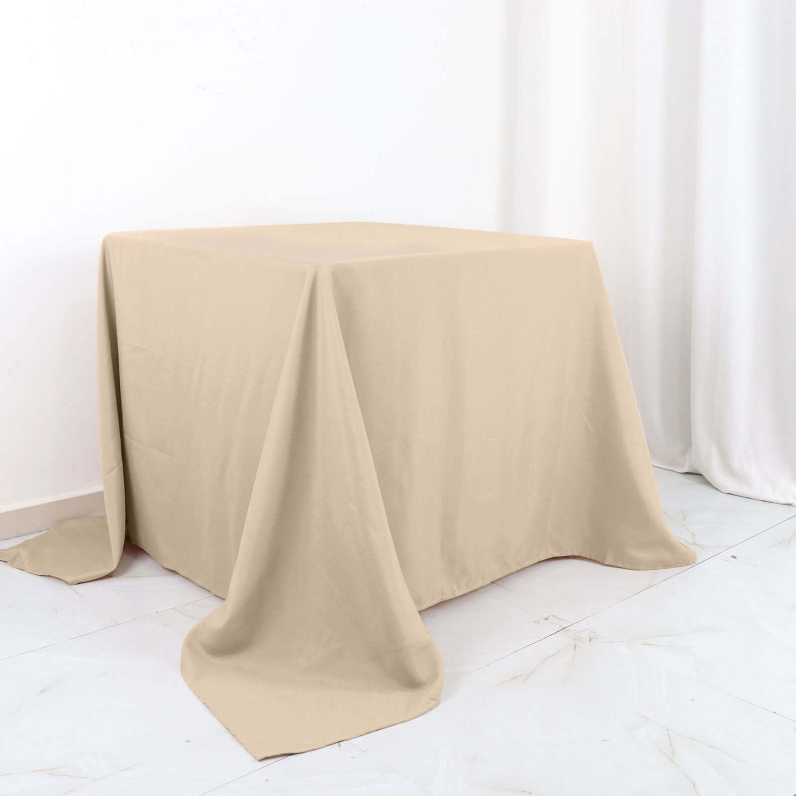 Premium Nude Polyester 90x90 Square Wrinkle-Resistant Tablecloth