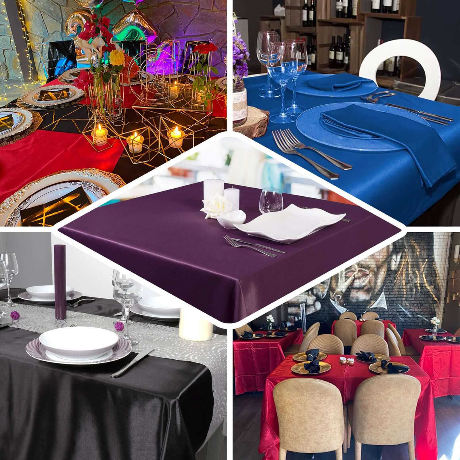 Royal Blue Satin 60x126 Rectangular Tablecloth - Smooth, Lustrous & Stain-Resistant