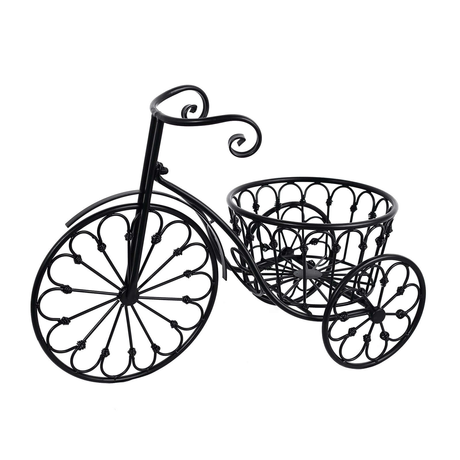 Black Tricycle Metal Planter Basket - Ideal for Indoor/Outdoor Decor