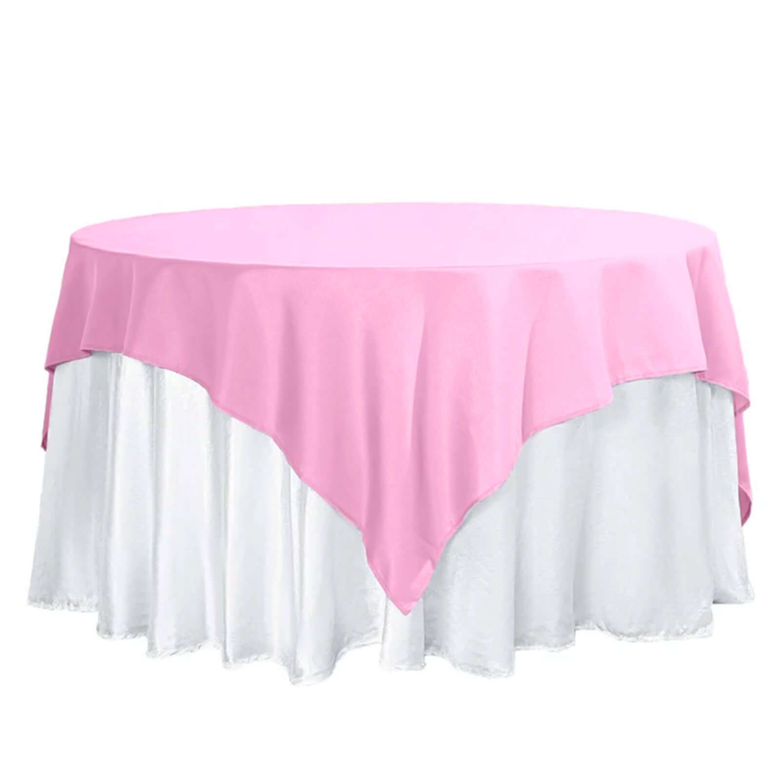 Pink 70x70 Polyester Square Table Overlay - Wrinkle-Resistant & Durable