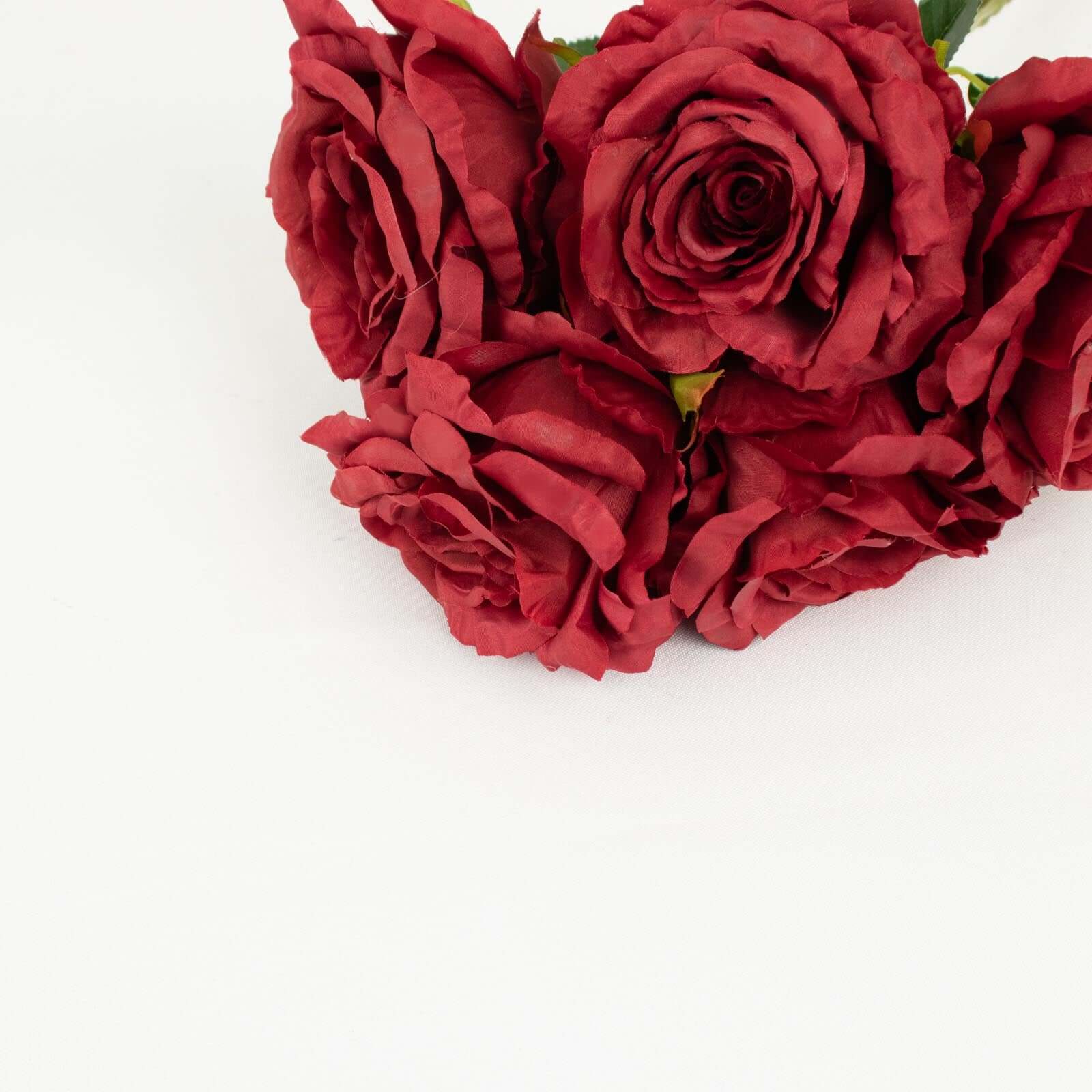 Premium Artificial Burgundy Silk Jumbo Rose Flower Bouquet for Weddings and Decorations