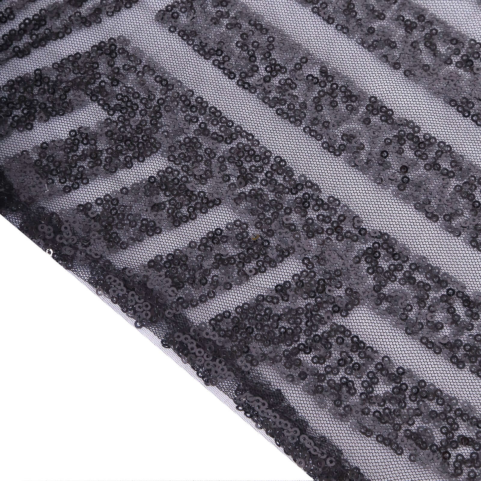 Black Diamond Glitz Sequin 72 Square Table Overlay Tablecloth