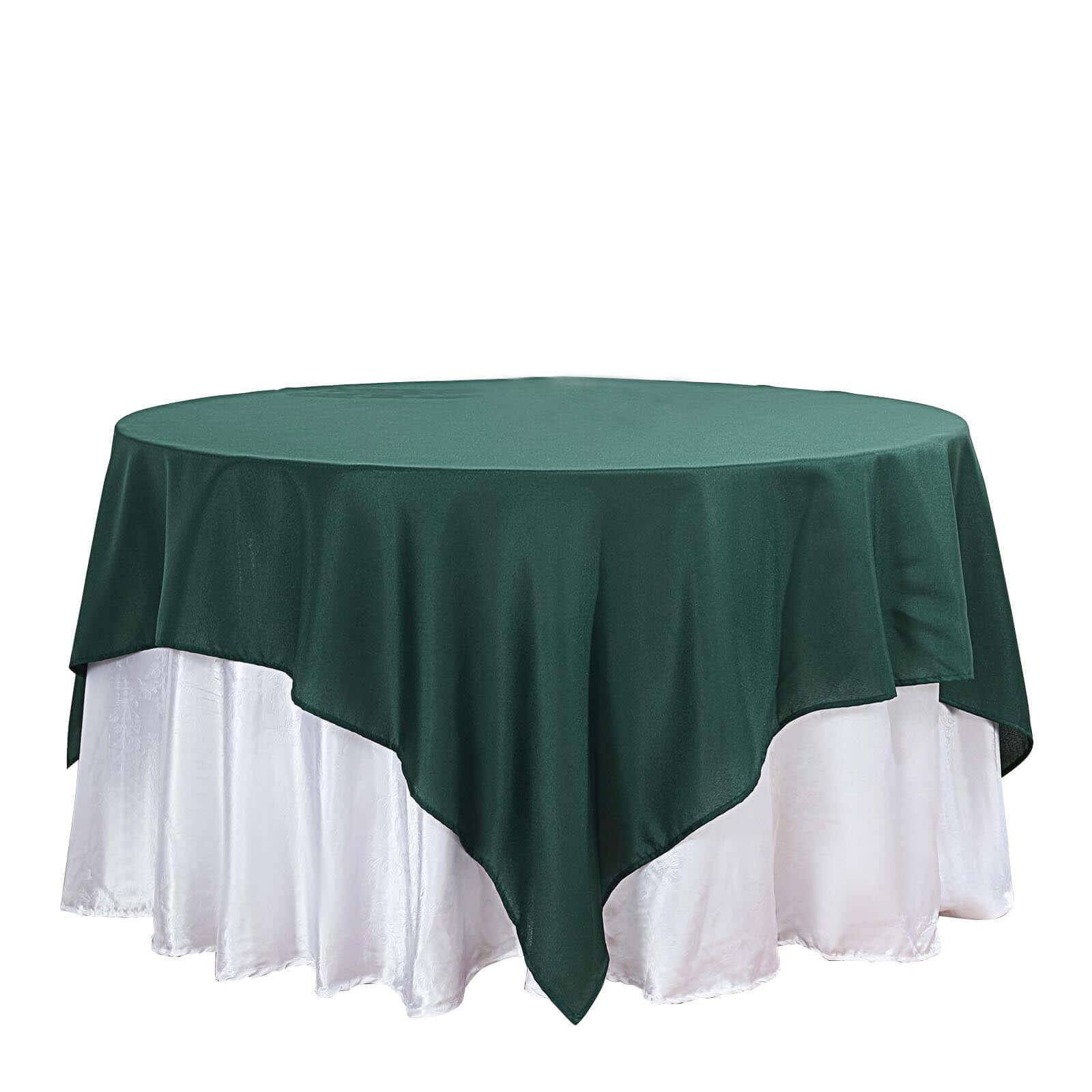 Wrinkle-Resistant & Durable 54x54 Polyester Square Table Overlay in Hunter Emerald Green