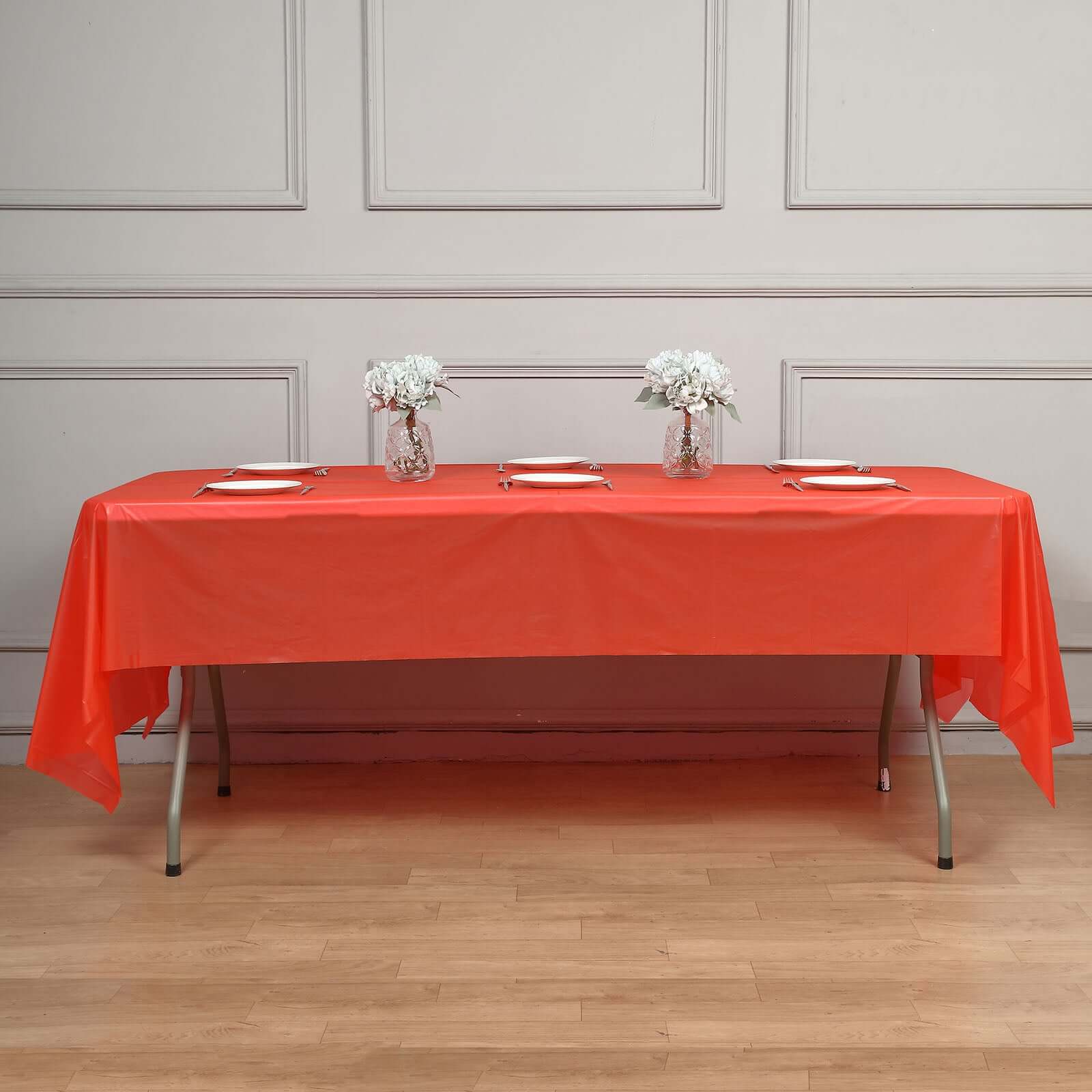 Hot Deal! 5-Pack Red PVC Disposable Rectangle Table Covers 54x108
