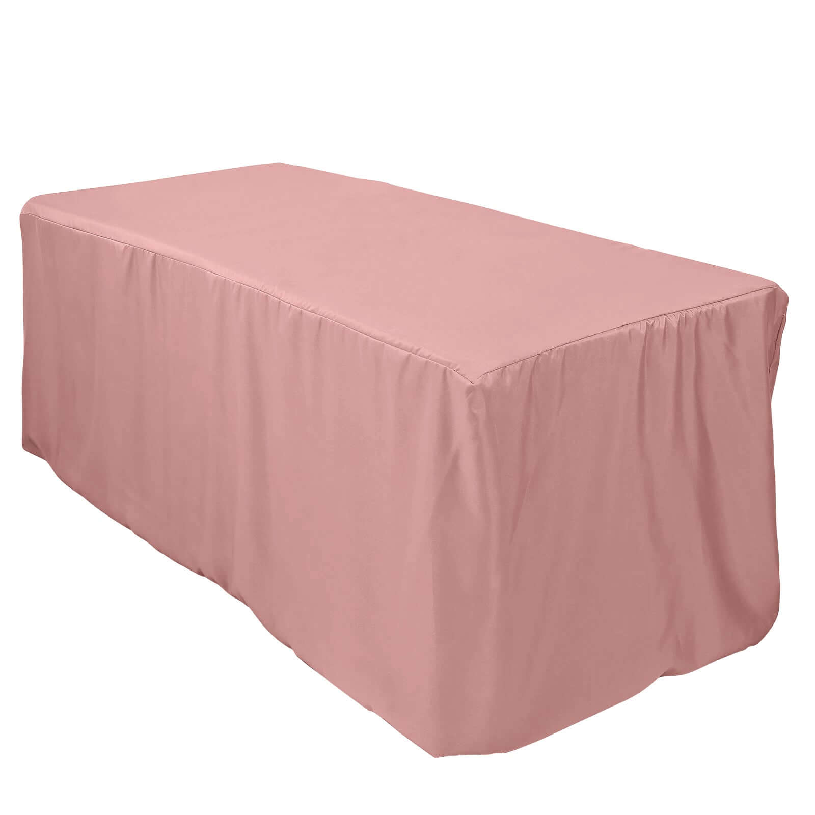 Affordable Durable Dusty Rose Fitted Polyester Rectangle Tablecloth for 6FT Tables