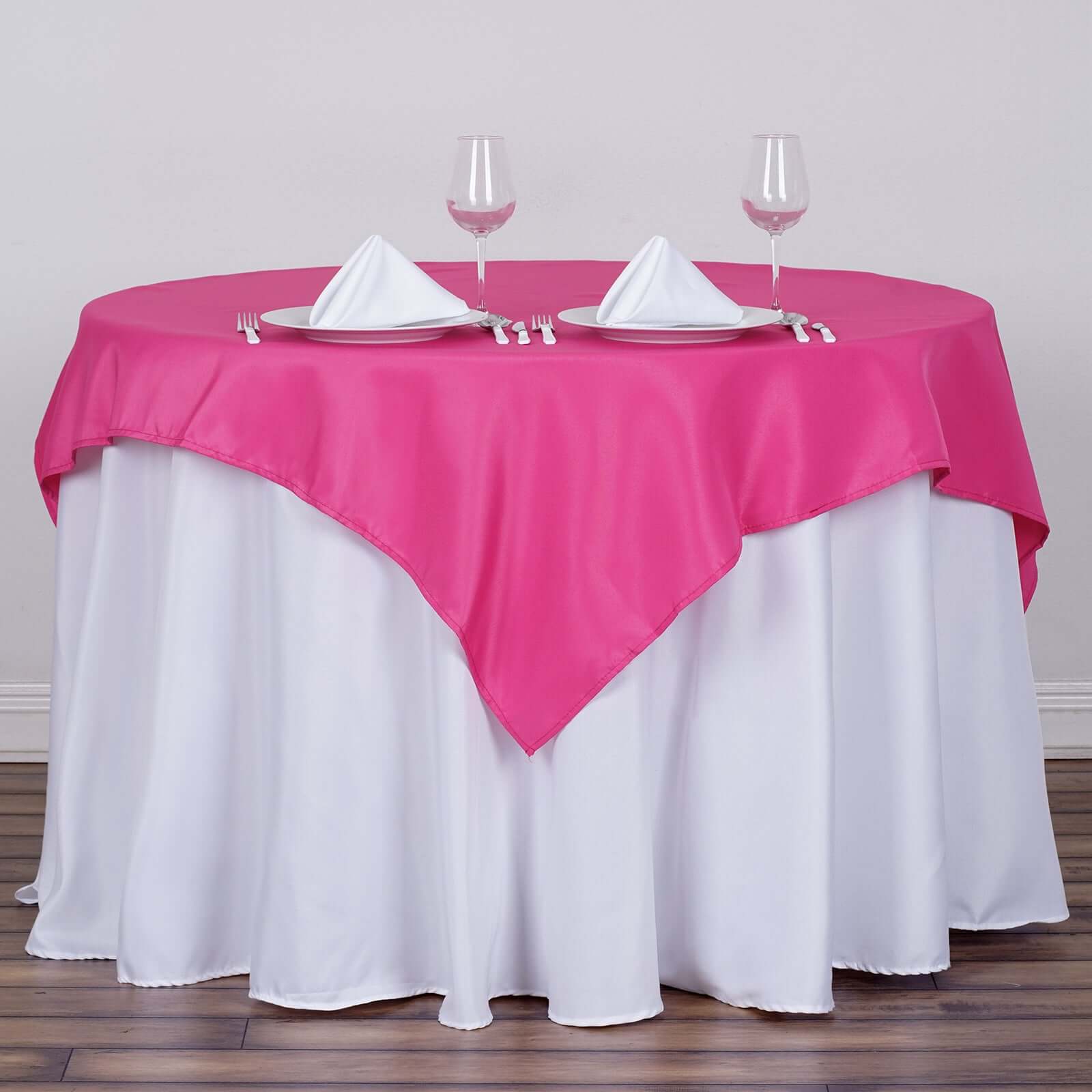 Durable & Wrinkle-Resistant Fuchsia 54x54 Polyester Square Tablecloth