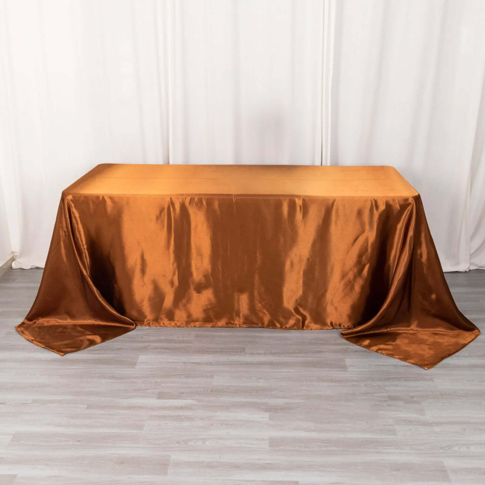 Hot Deal! Seamless Satin Rectangular Tablecloth in Cinnamon Brown, 90x132 Size