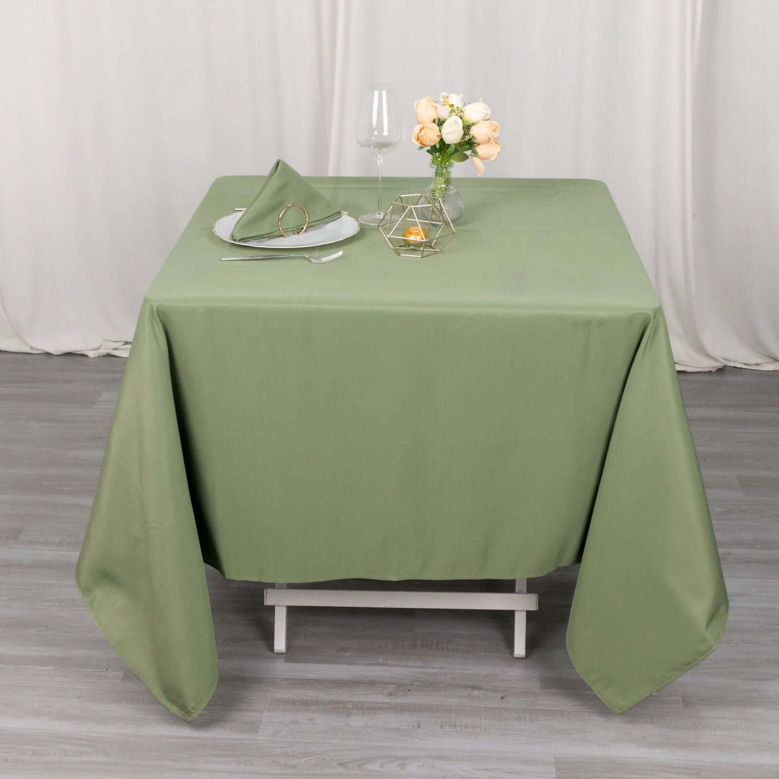 220GSM Wrinkle-Resistant Premium Polyester 70x70 Dusty Sage Green Square Tablecloth