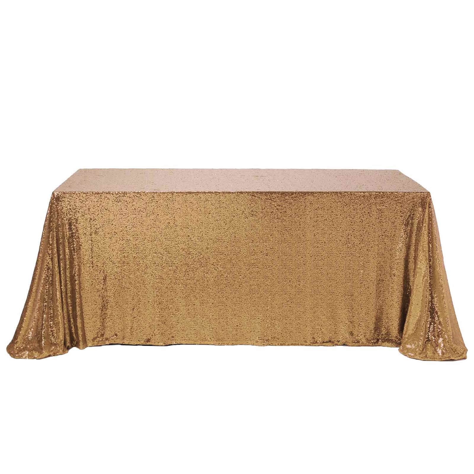 Hot! Gold Sequin Rectangle Tablecloth 90x156 for Elegant Celebrations